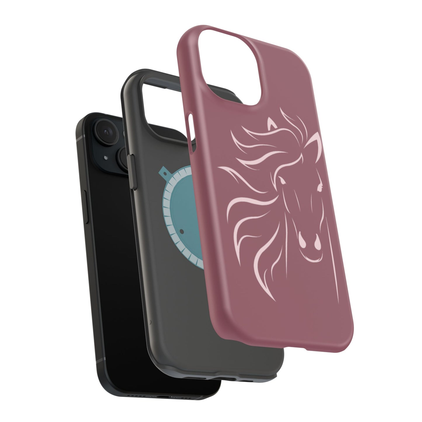 Phone - Magnetic Tough Cases - Pink Horse Outline