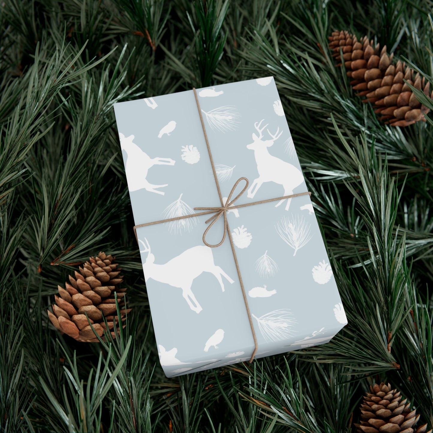 Gift Wrap Papers - Ice Blue White Deer