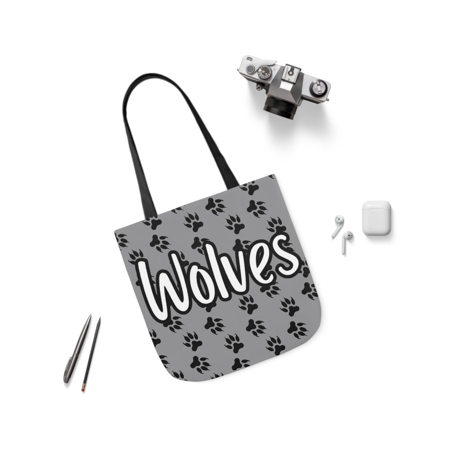 Sports Team Gray Canvas Tote Bag, 5-Color Straps - Wolves