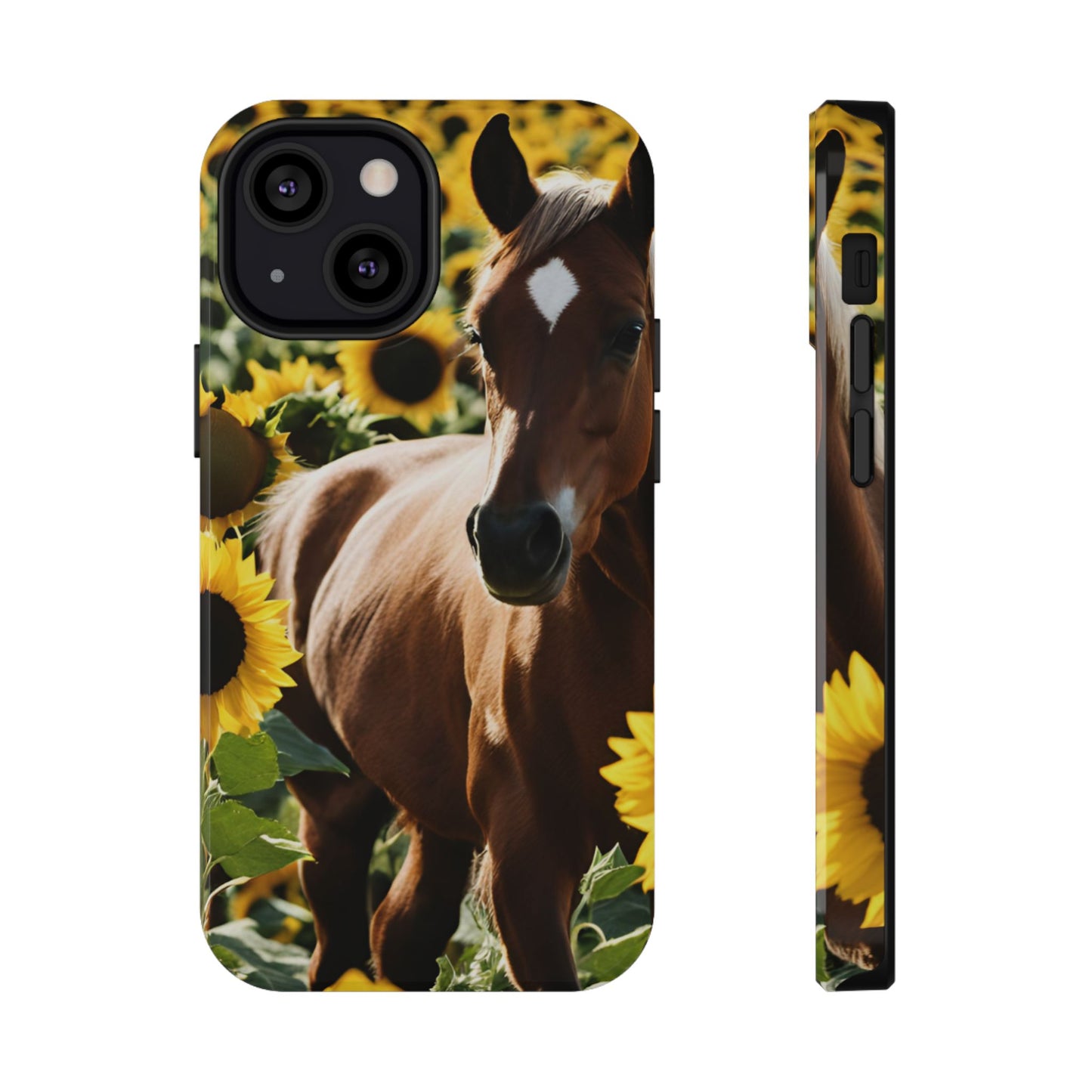 Phone Case - Impact-Resistant - Horse Sunflowers 2