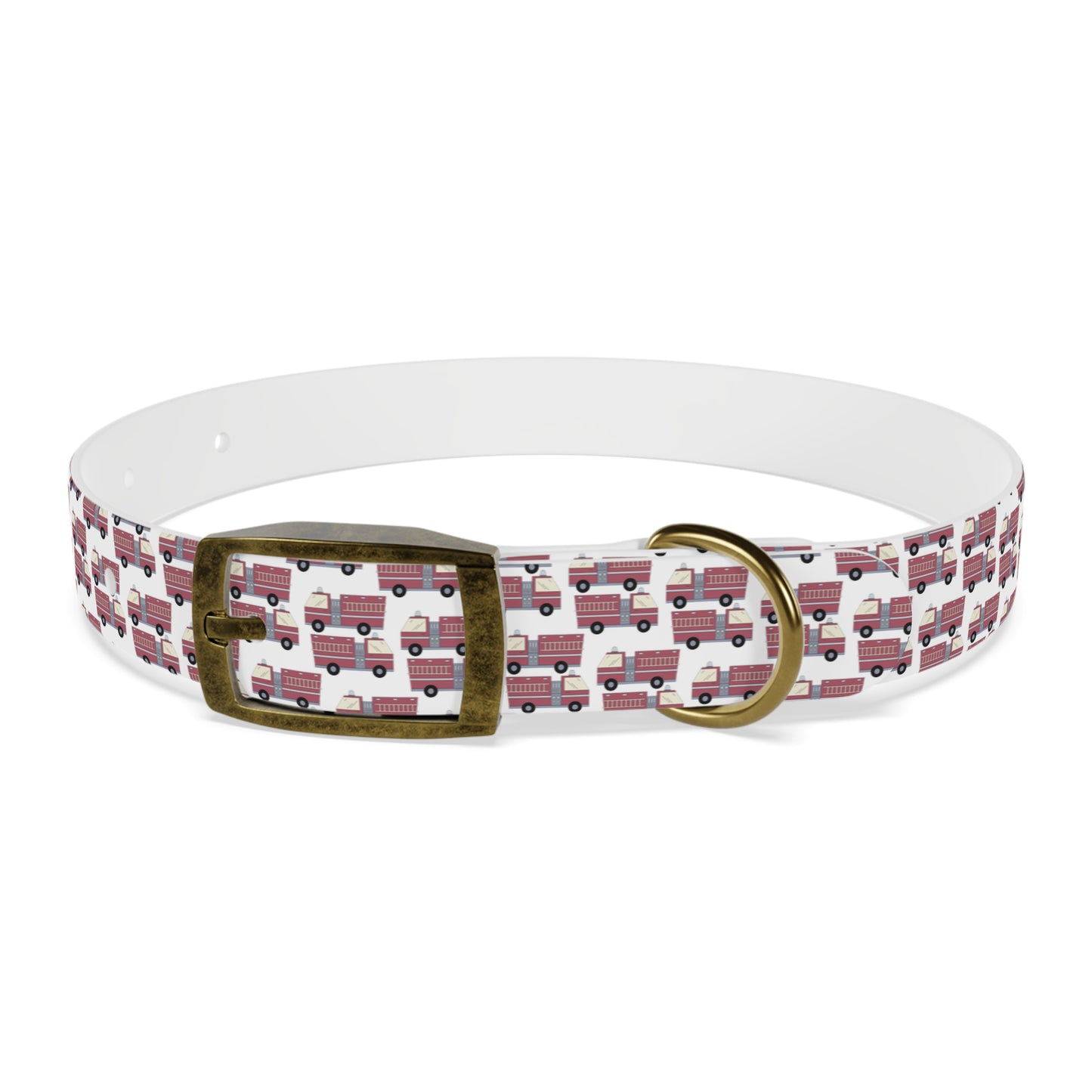 Dog Collar - Fire Trucks - White