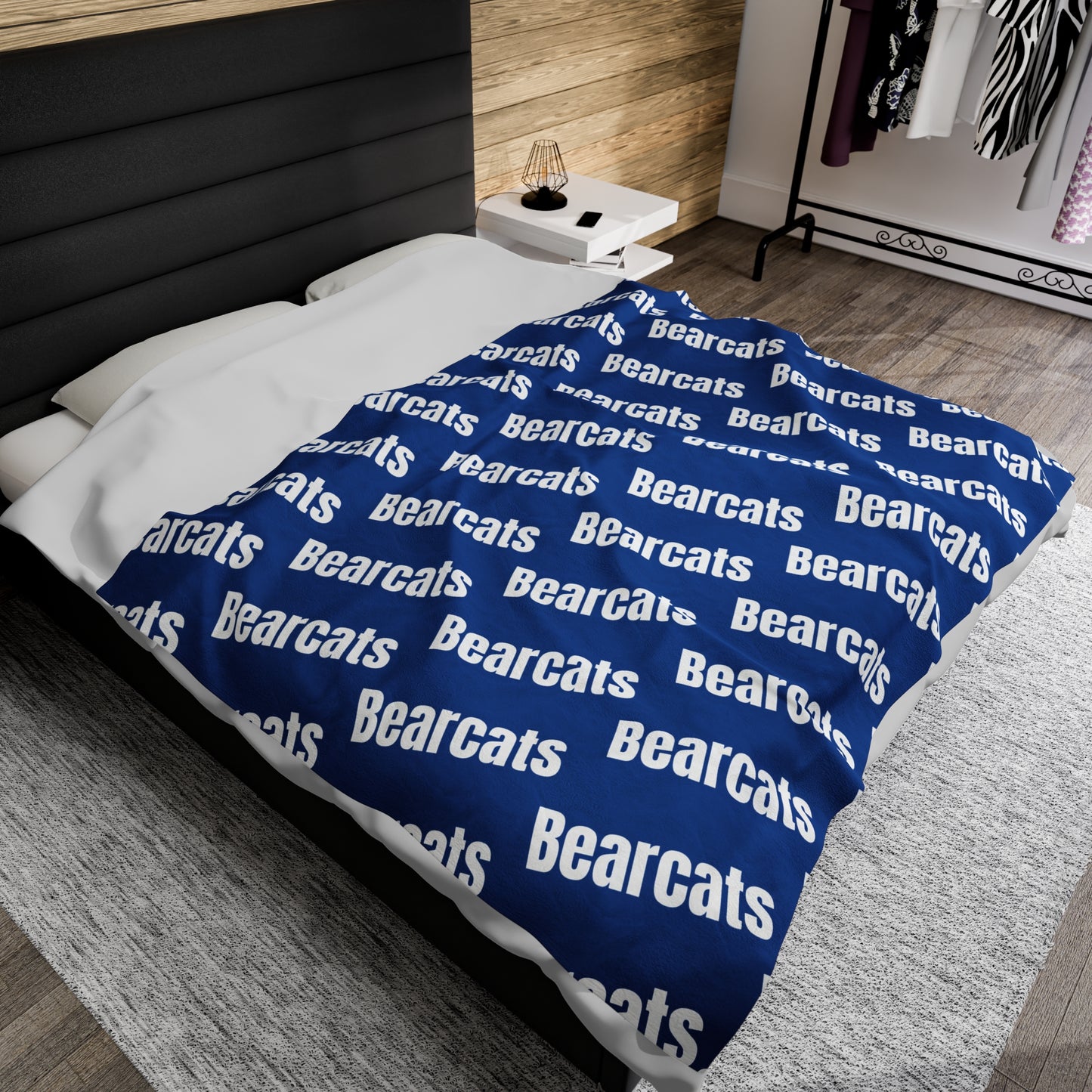 Sports Team Royal Blue Velveteen Plush Blanket - Bearcats