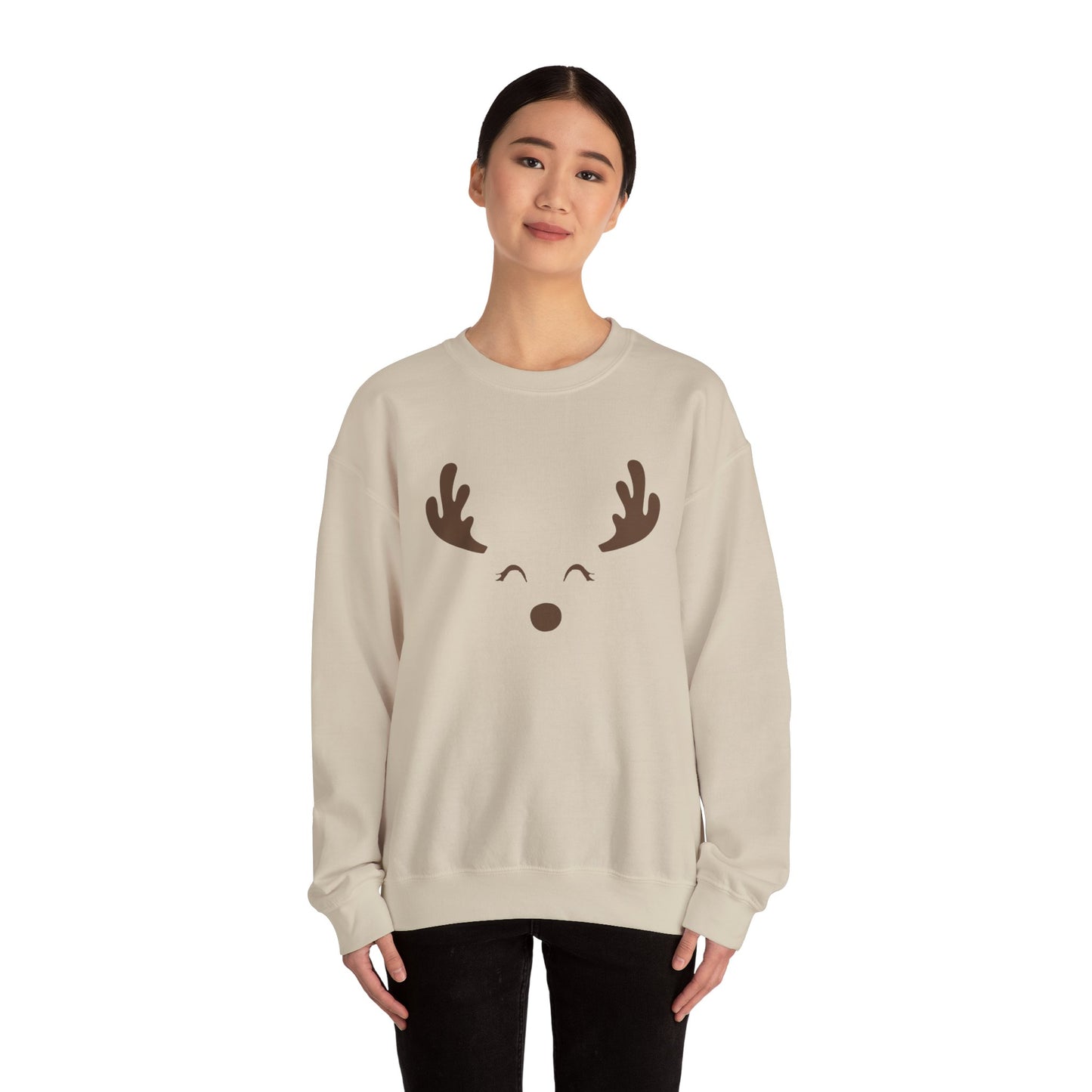 Festive Adult Unisex Reindeer Crewneck Sweatshirt