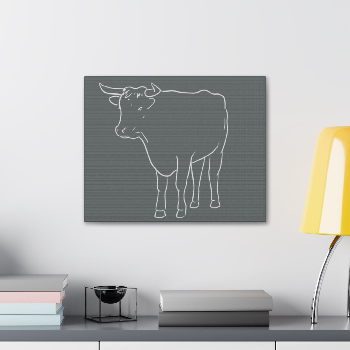 Barnyard Collection Canvas Gallery Wraps - Rustic Gray Outline Cow