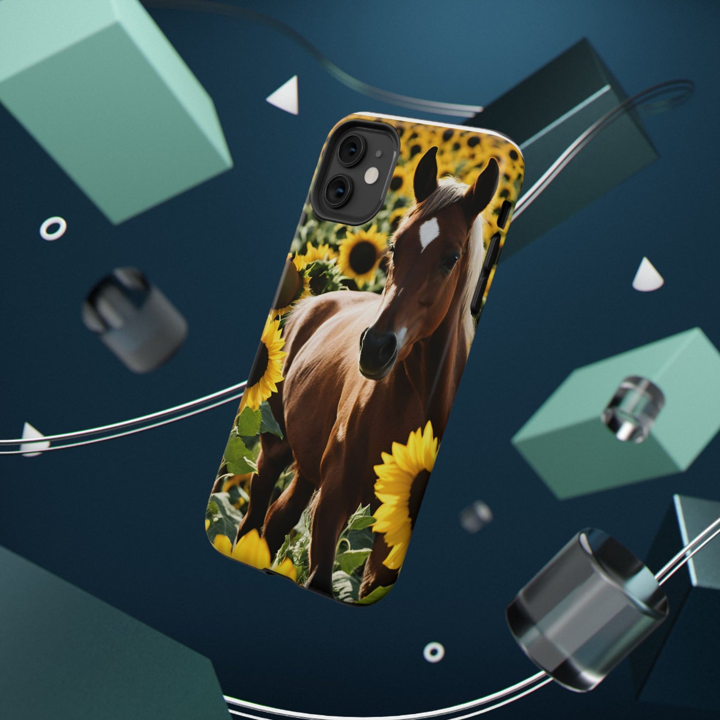 Phone Case - Impact-Resistant - Horse Sunflowers 2