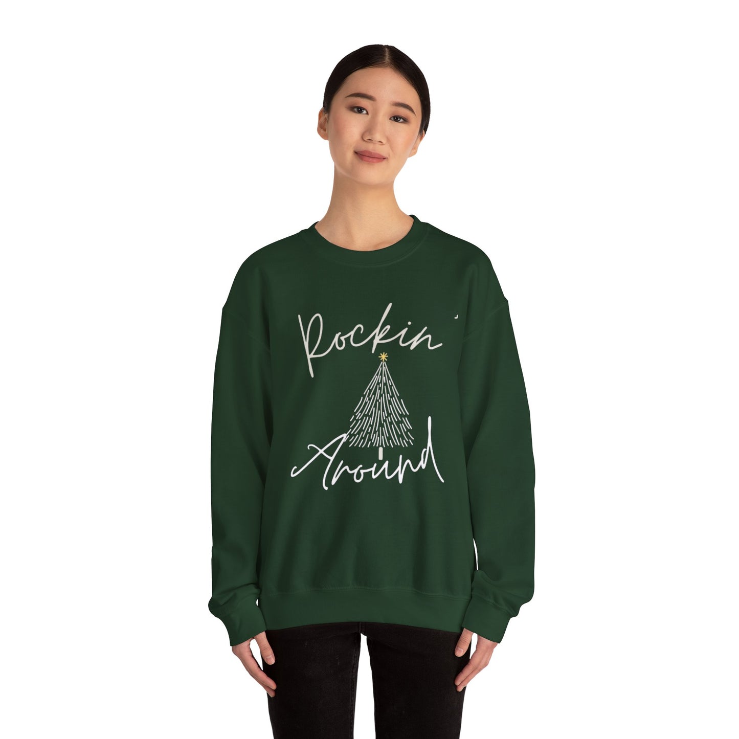 Festive Unisex Crewneck Sweatshirt - Rockin Around White