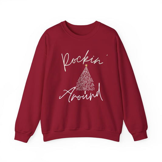 Festive Unisex Crewneck Sweatshirt - Rockin Around White