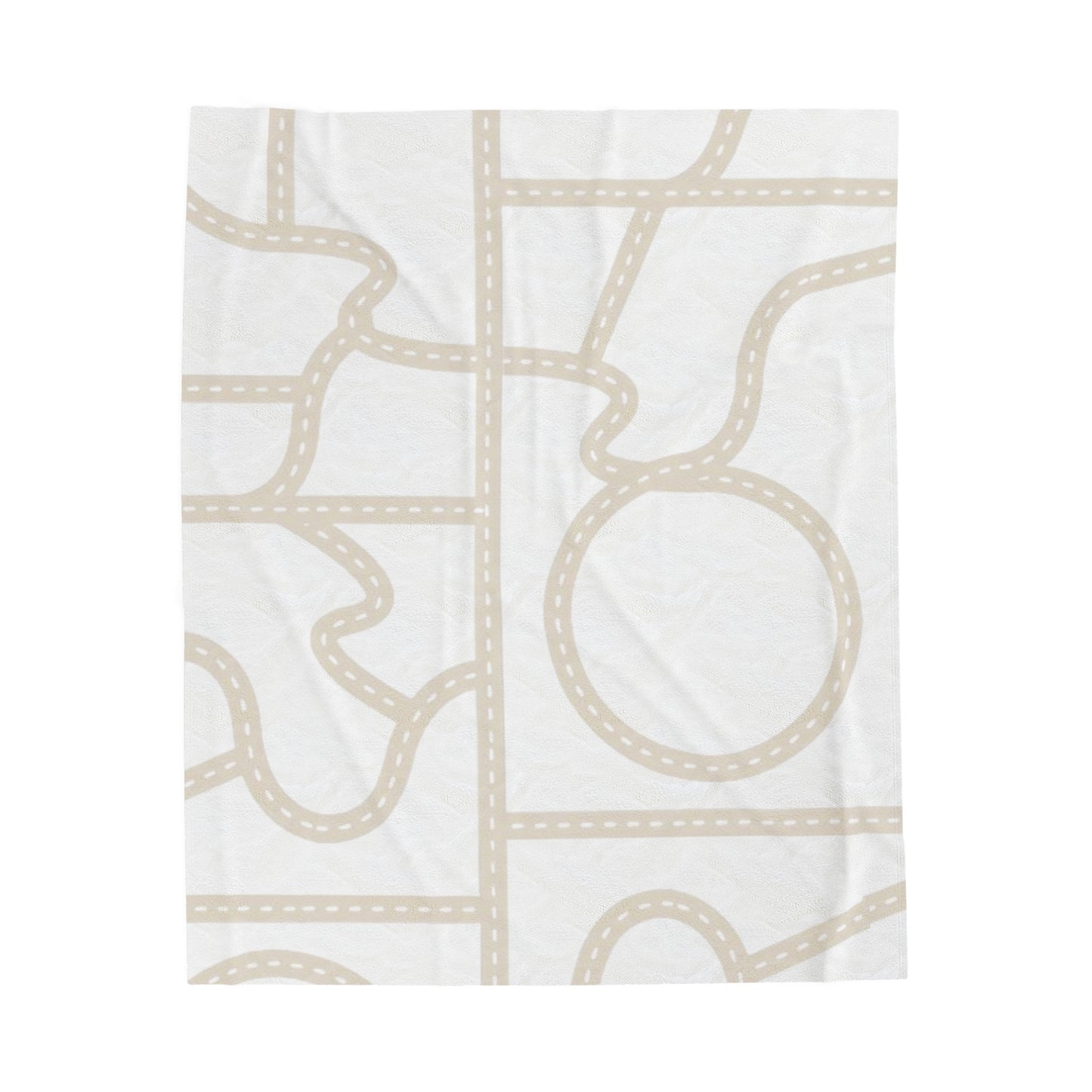 Beige Windy Roads - Velveteen Plush Blanket - White