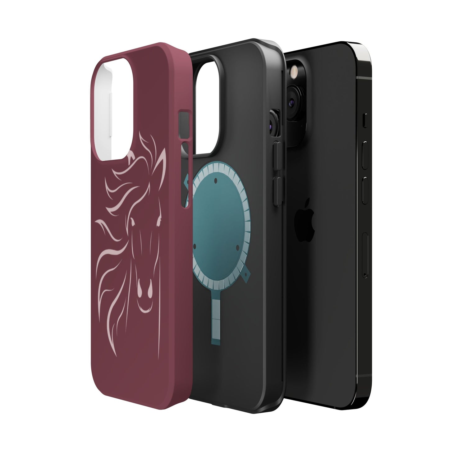 Phone - Magnetic Tough Cases - Pink Horse Outline