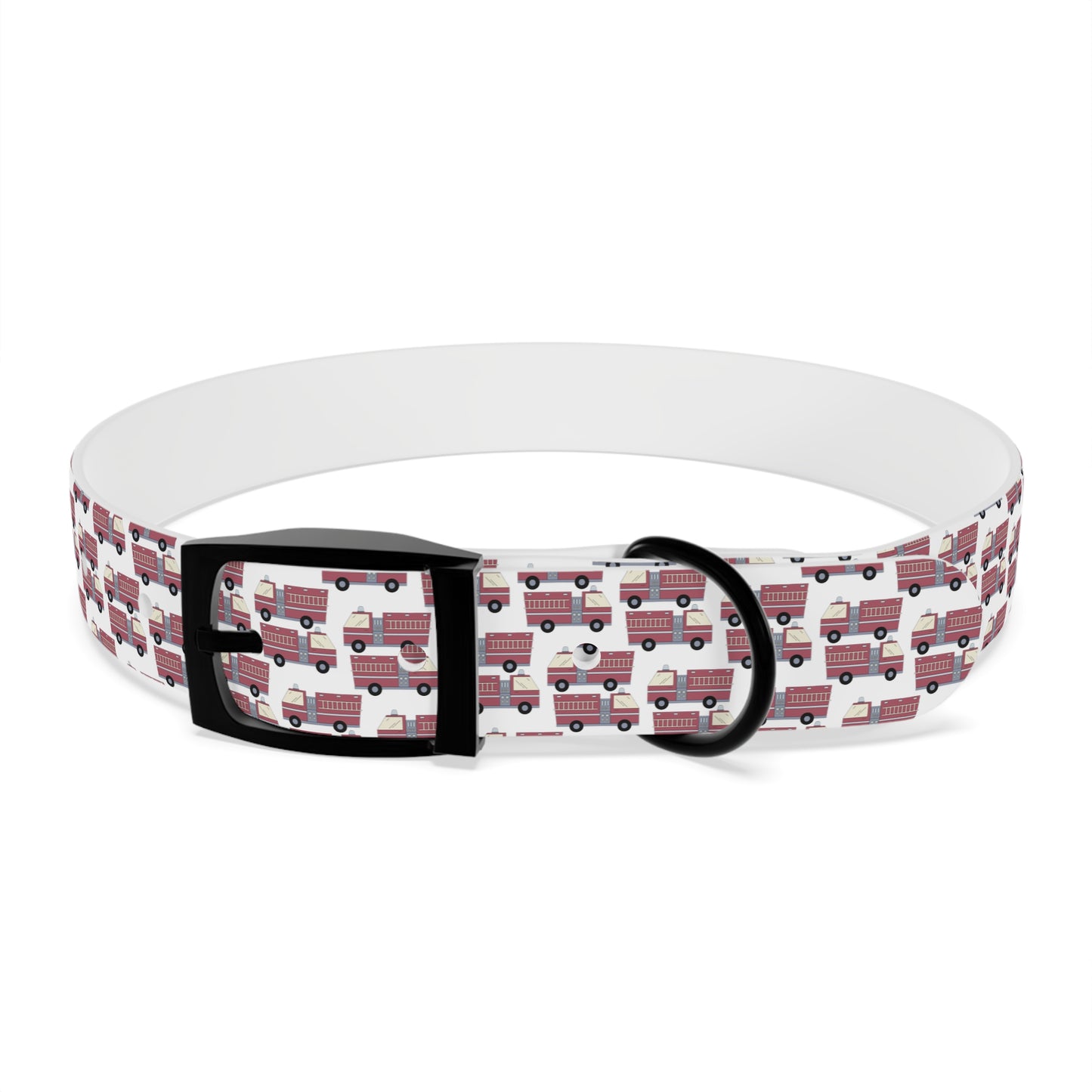 Dog Collar - Fire Trucks - White