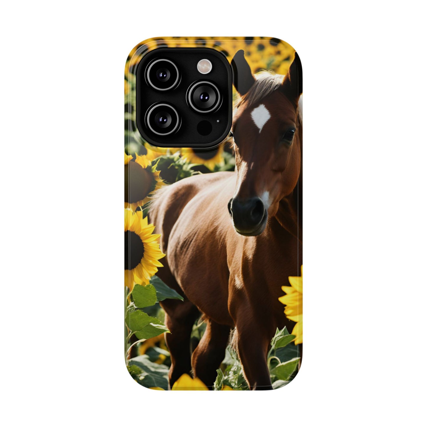 Phone Case - Impact-Resistant - Horse Sunflowers 2