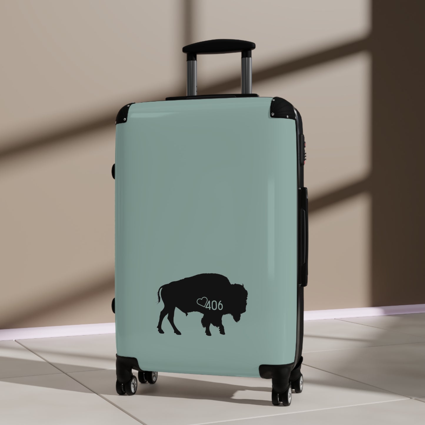 406  Luggage  Bison Mountain Green Suitcase