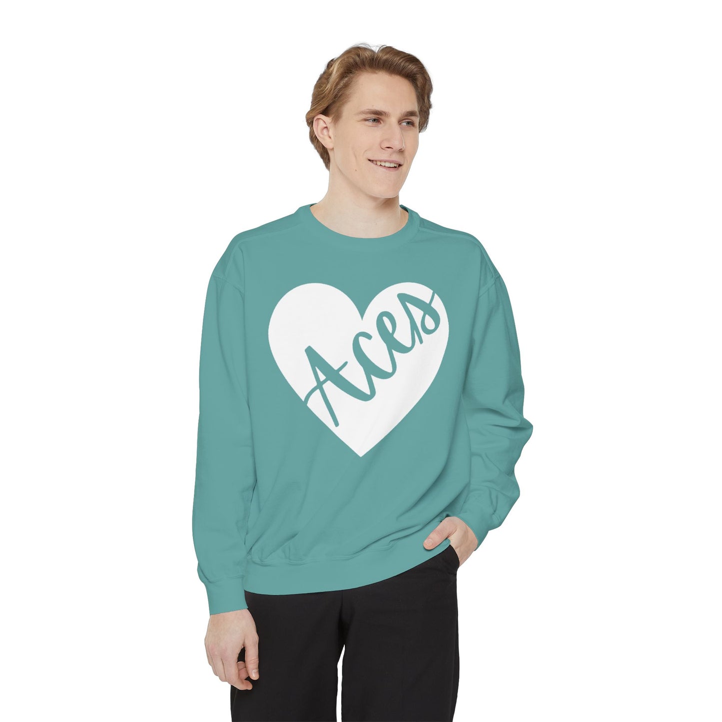 Generic Team Unisex Aqua Crewneck Sweatshirt - Aces