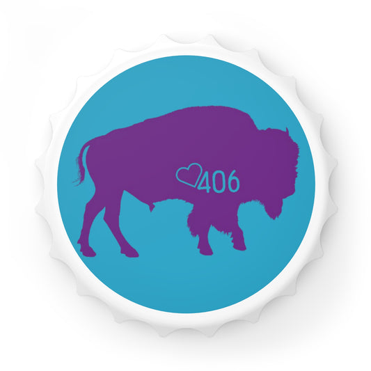 ITS406 Design Bottle Opener - Teal and Purple Bison