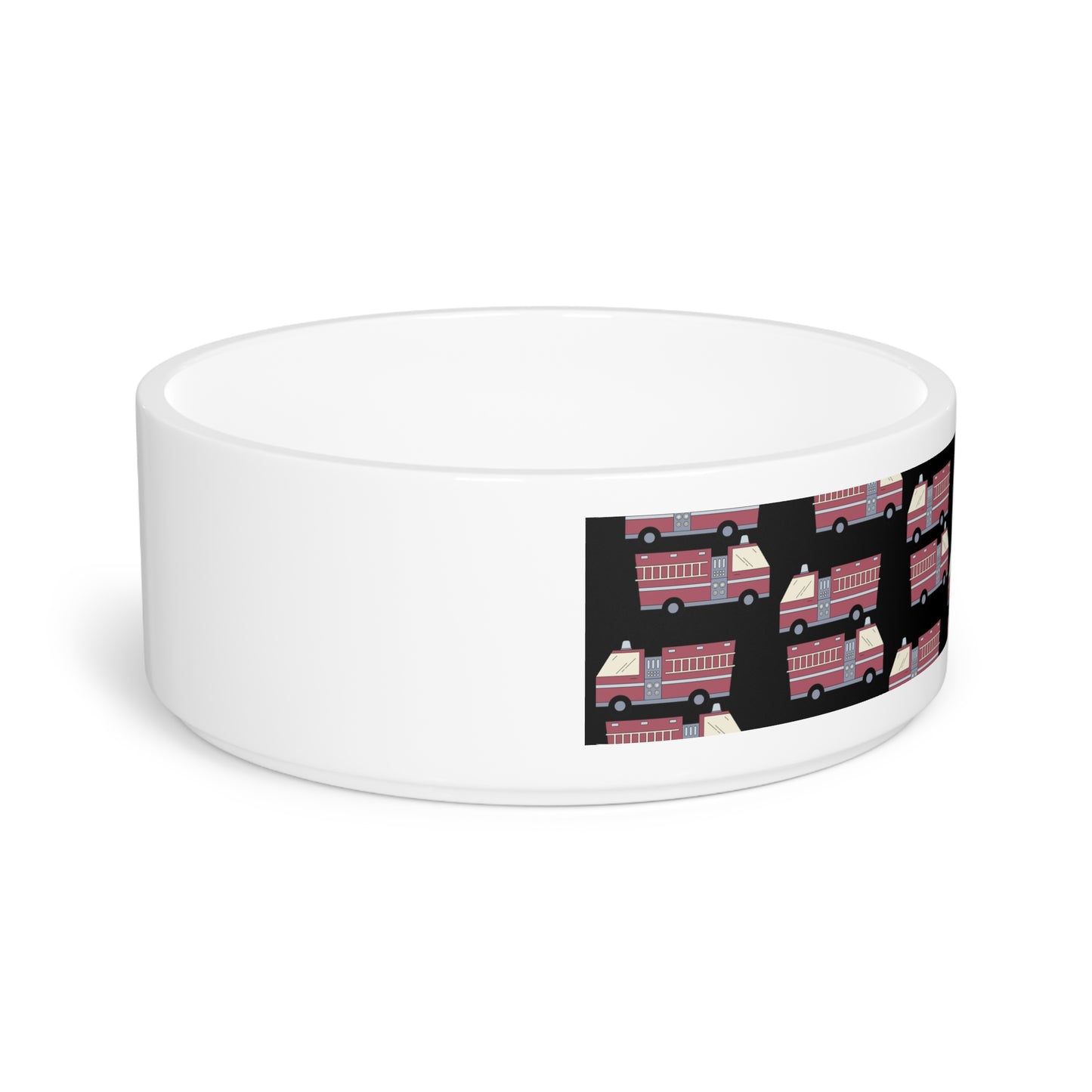 Pet Bowl - Fire Trucks - Blk