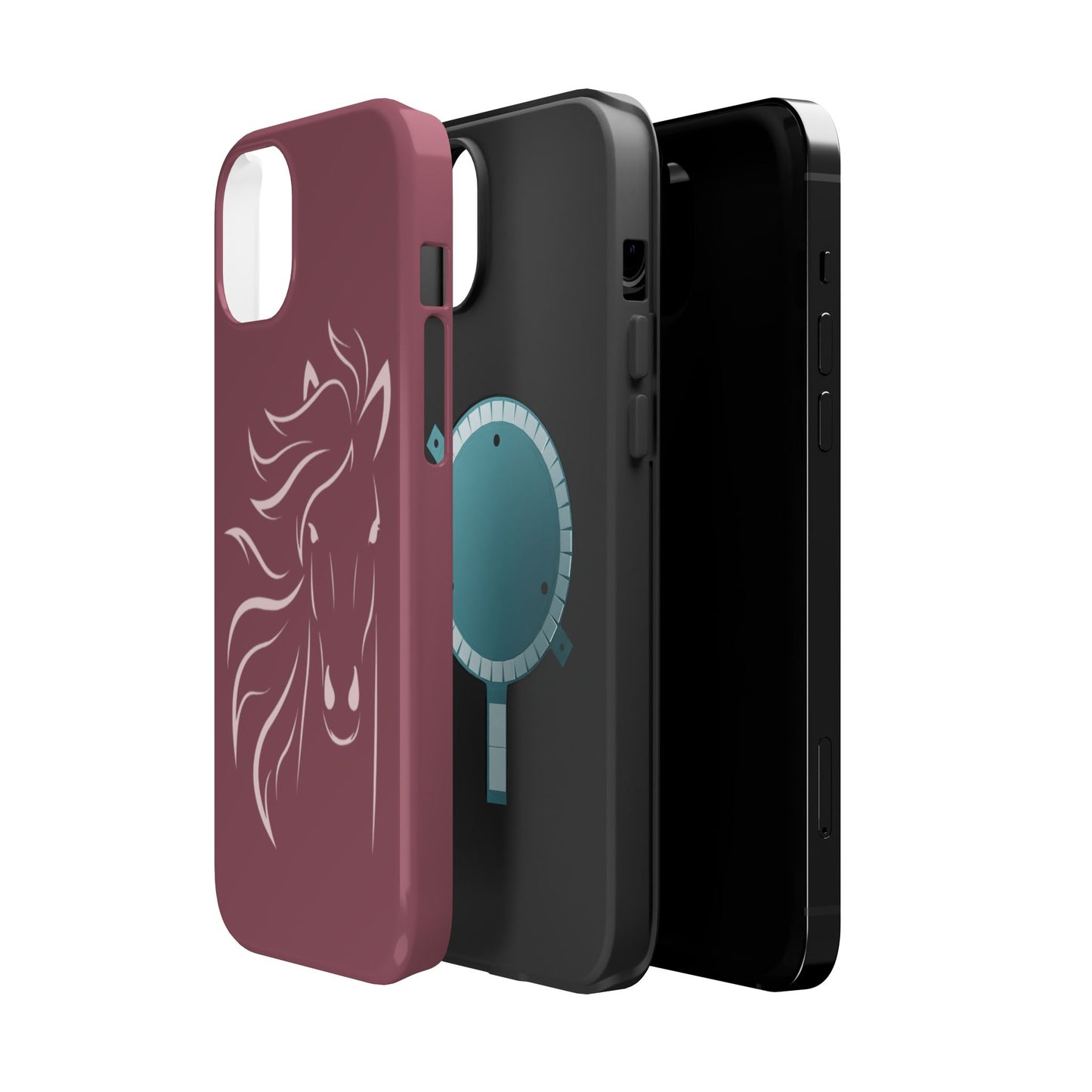 Phone - Magnetic Tough Cases - Pink Horse Outline