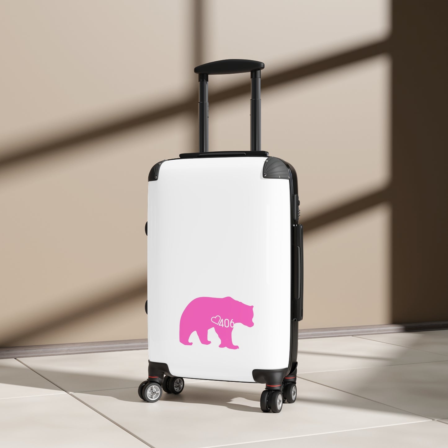 406 Design Hot Pink 90's Inspired Suitcase - Bear