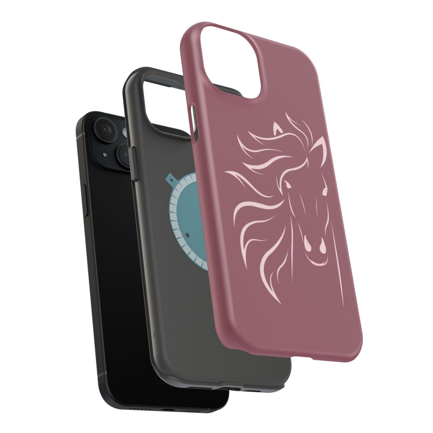 Phone - Magnetic Tough Cases - Pink Horse Outline