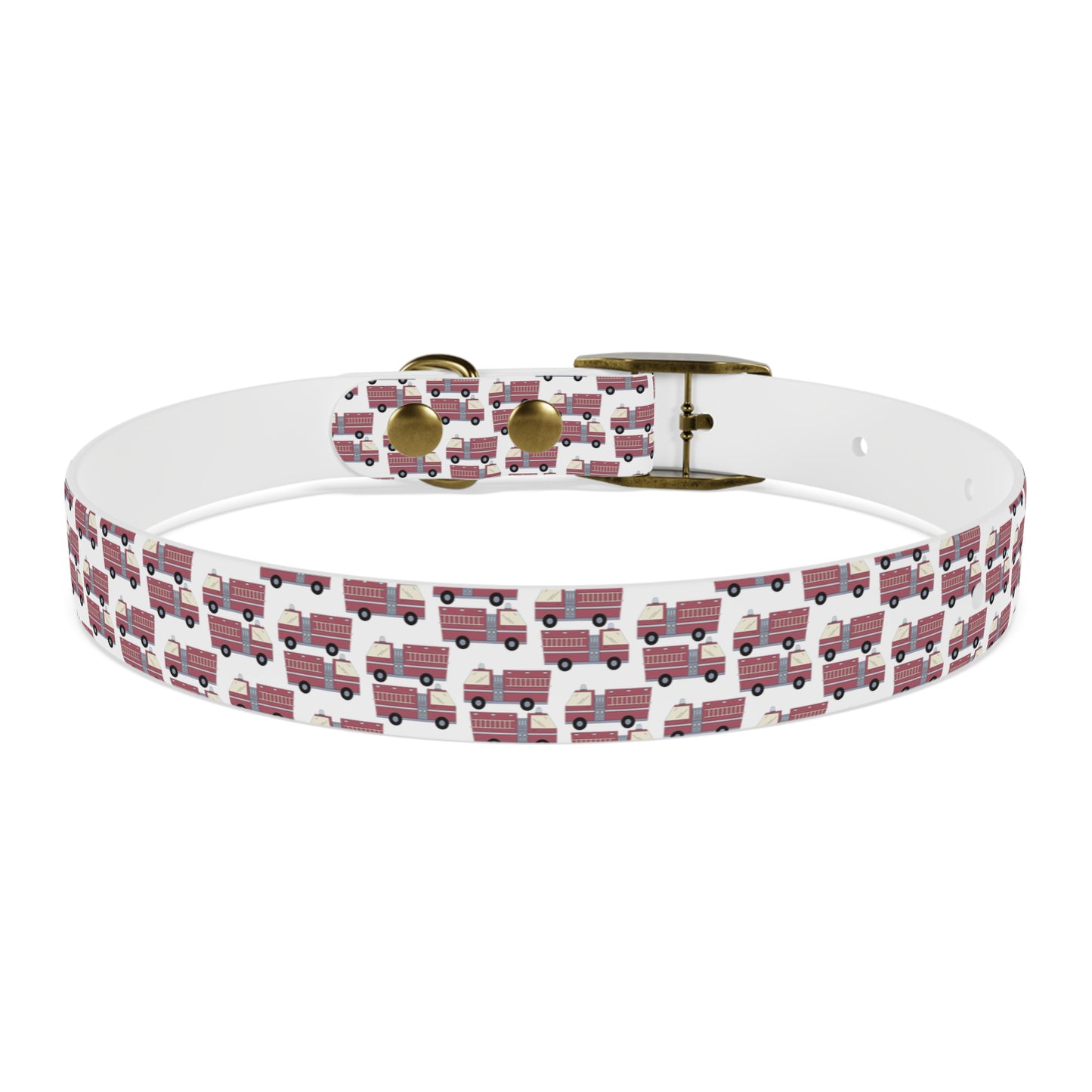 Dog Collar - Fire Trucks - White