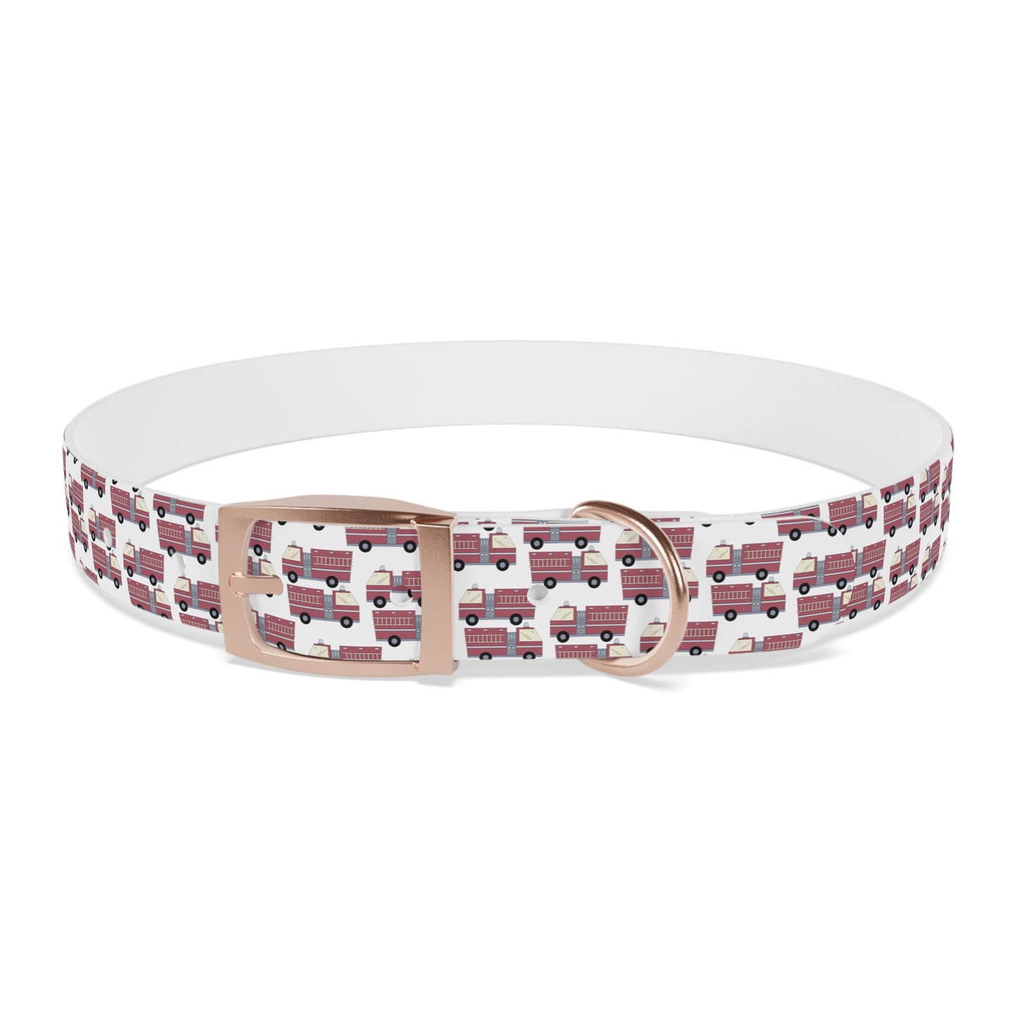 Dog Collar - Fire Trucks - White