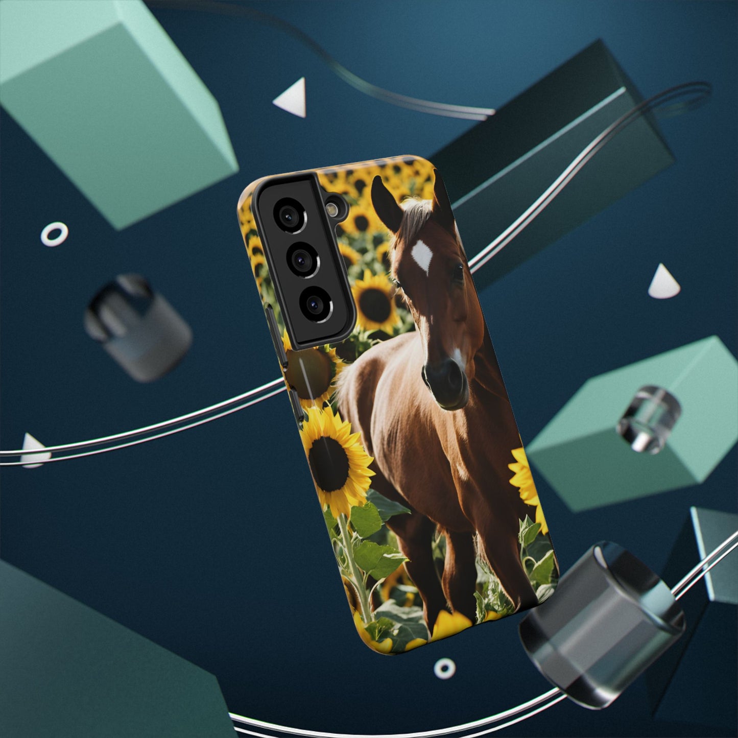 Phone Case - Impact-Resistant - Horse Sunflowers 2