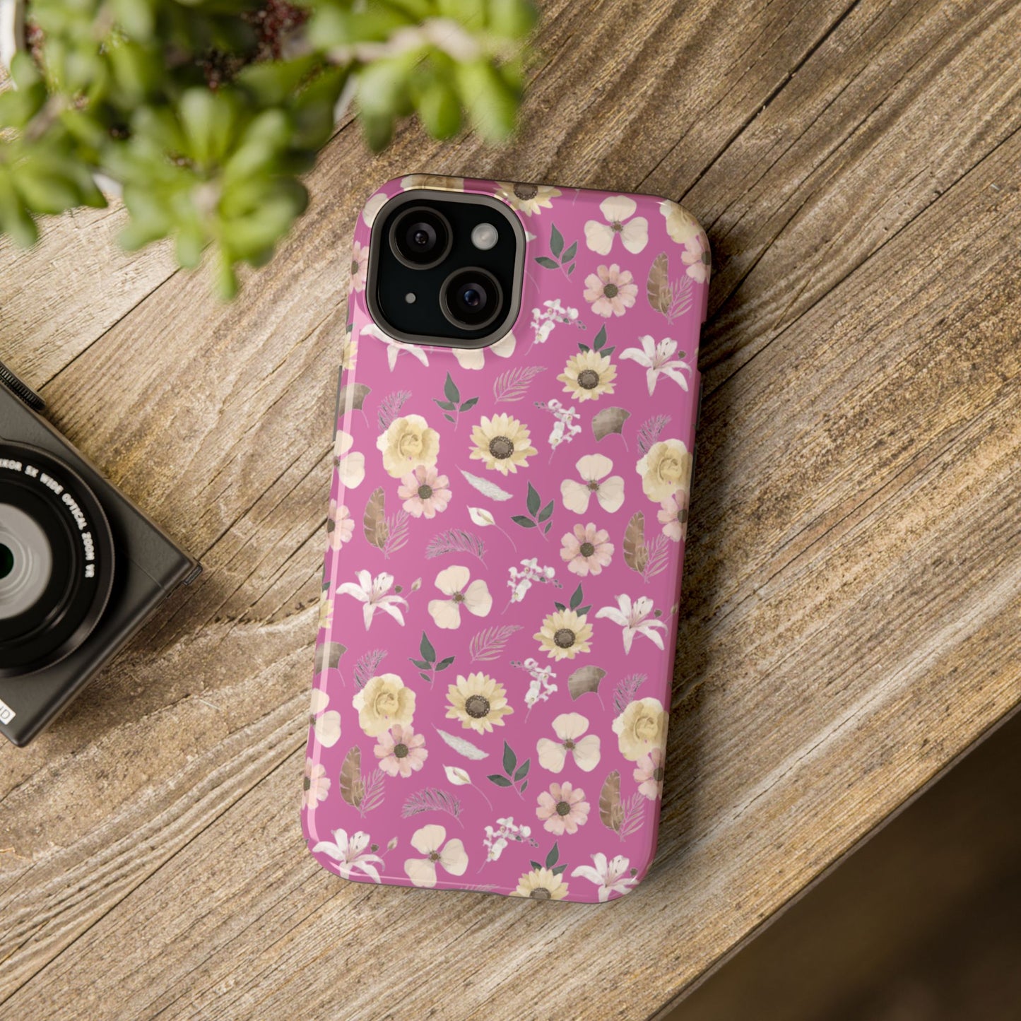 Phone Case - Impact-Resistant - Flower Child Multi & Pink