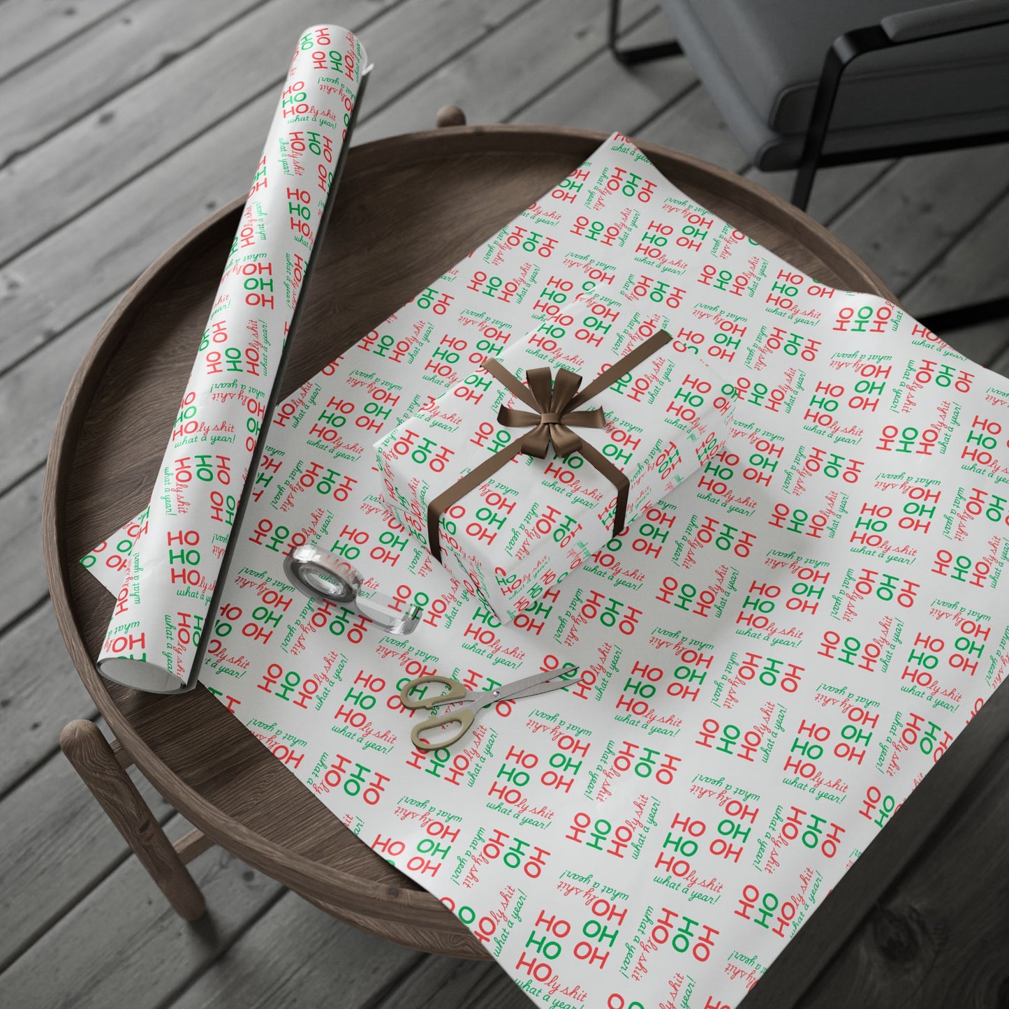 Festive Wrapping Paper - Ho Ho Holy Shit What a Year - White