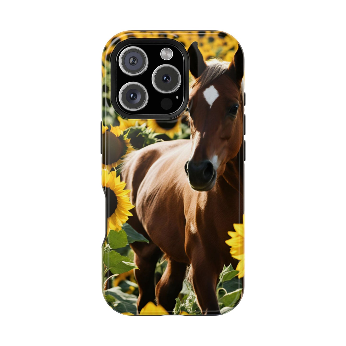 Phone Case - Impact-Resistant - Horse Sunflowers 2