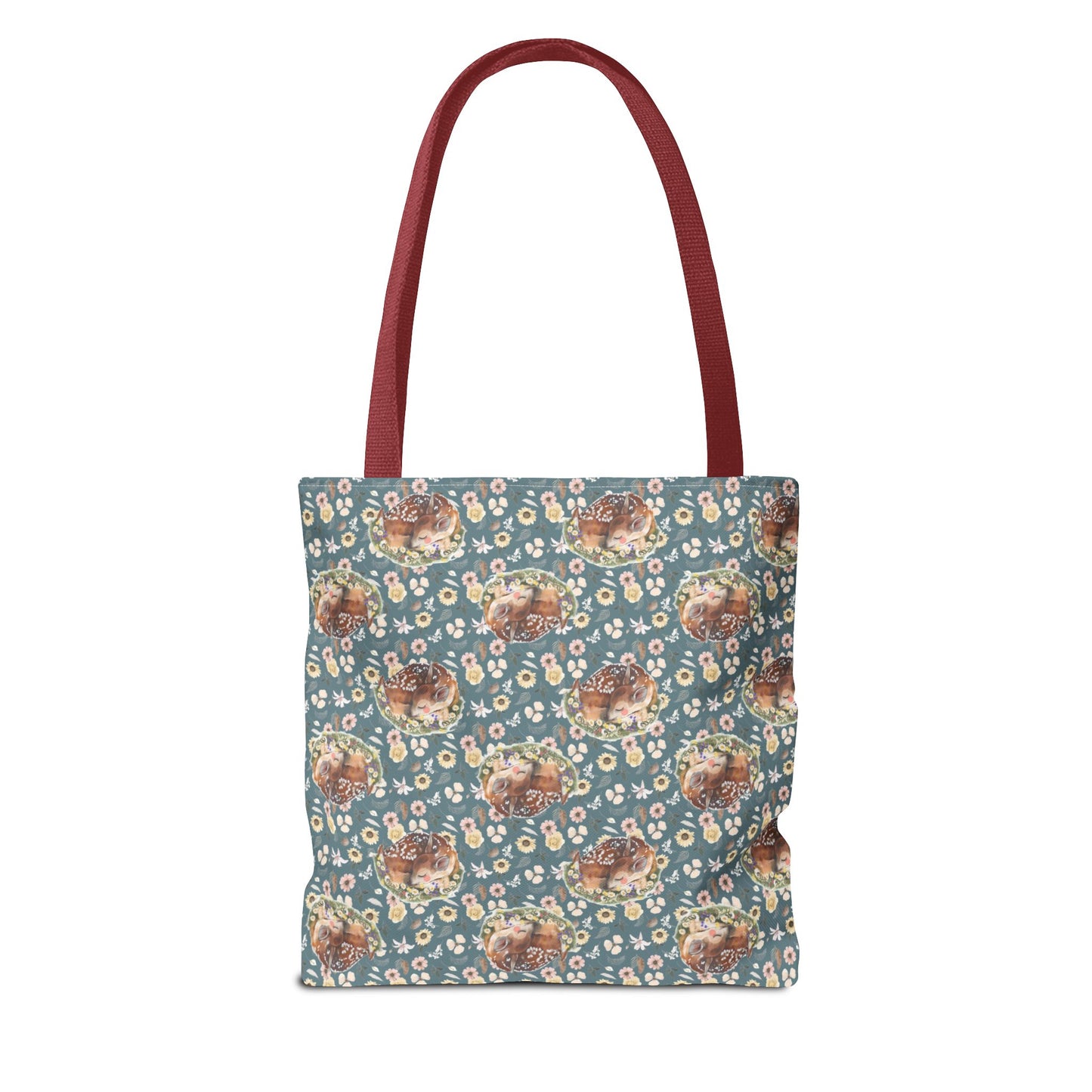 Tote Bag - Turquoise Flowers and Fawns