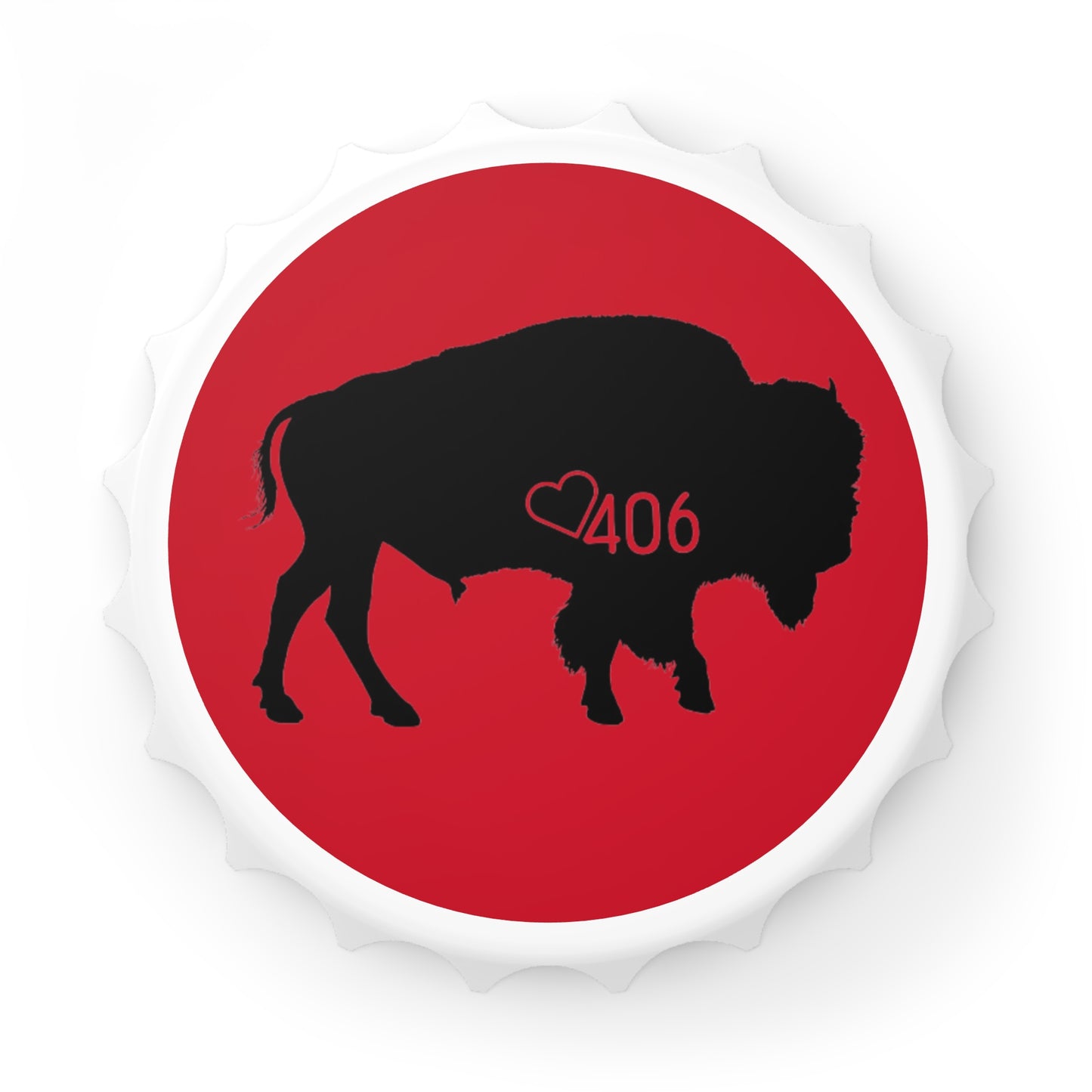 406 Design  Magnetic Bottle Opener - Red Bison