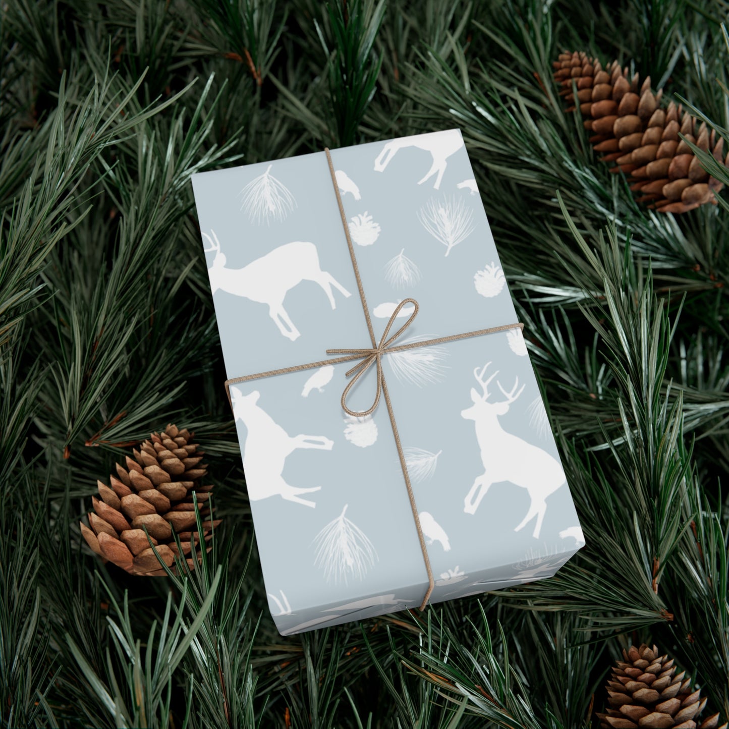 Gift Wrap Papers - Ice Blue White Deer