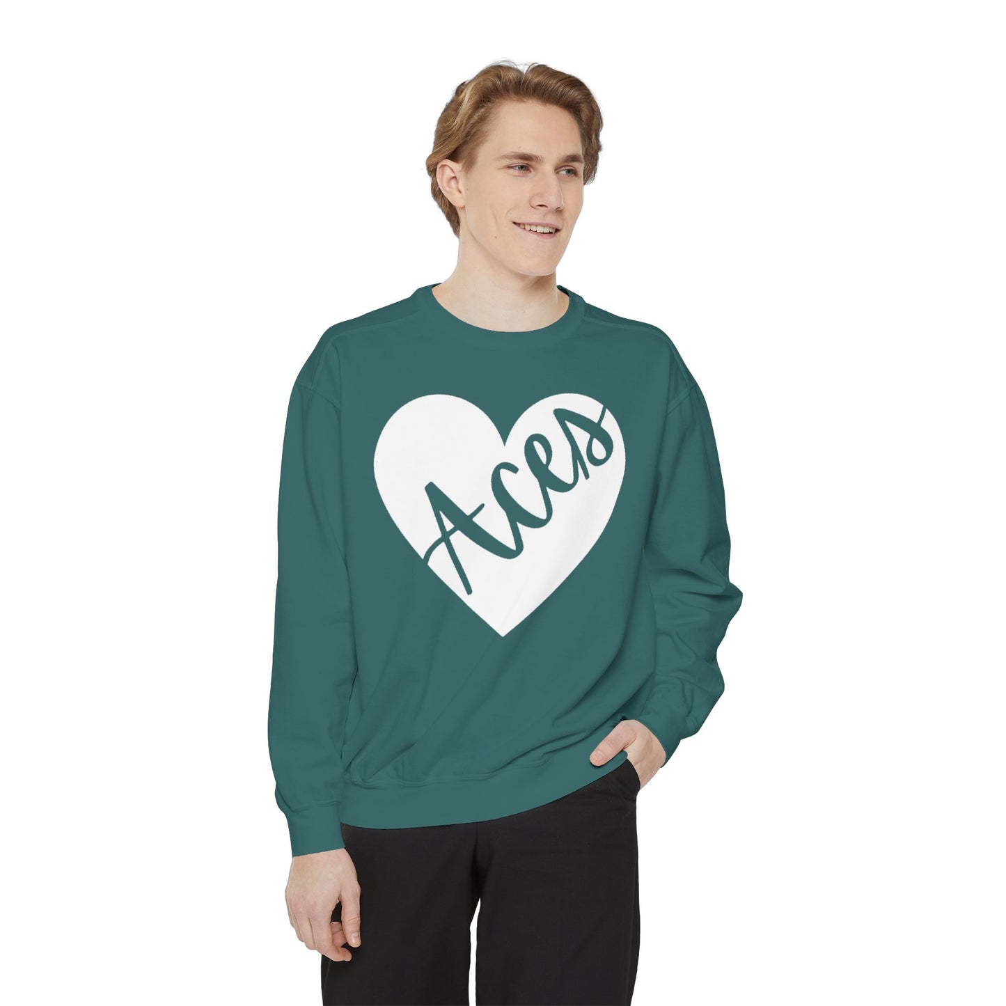 Generic Team Unisex Aqua Crewneck Sweatshirt - Aces