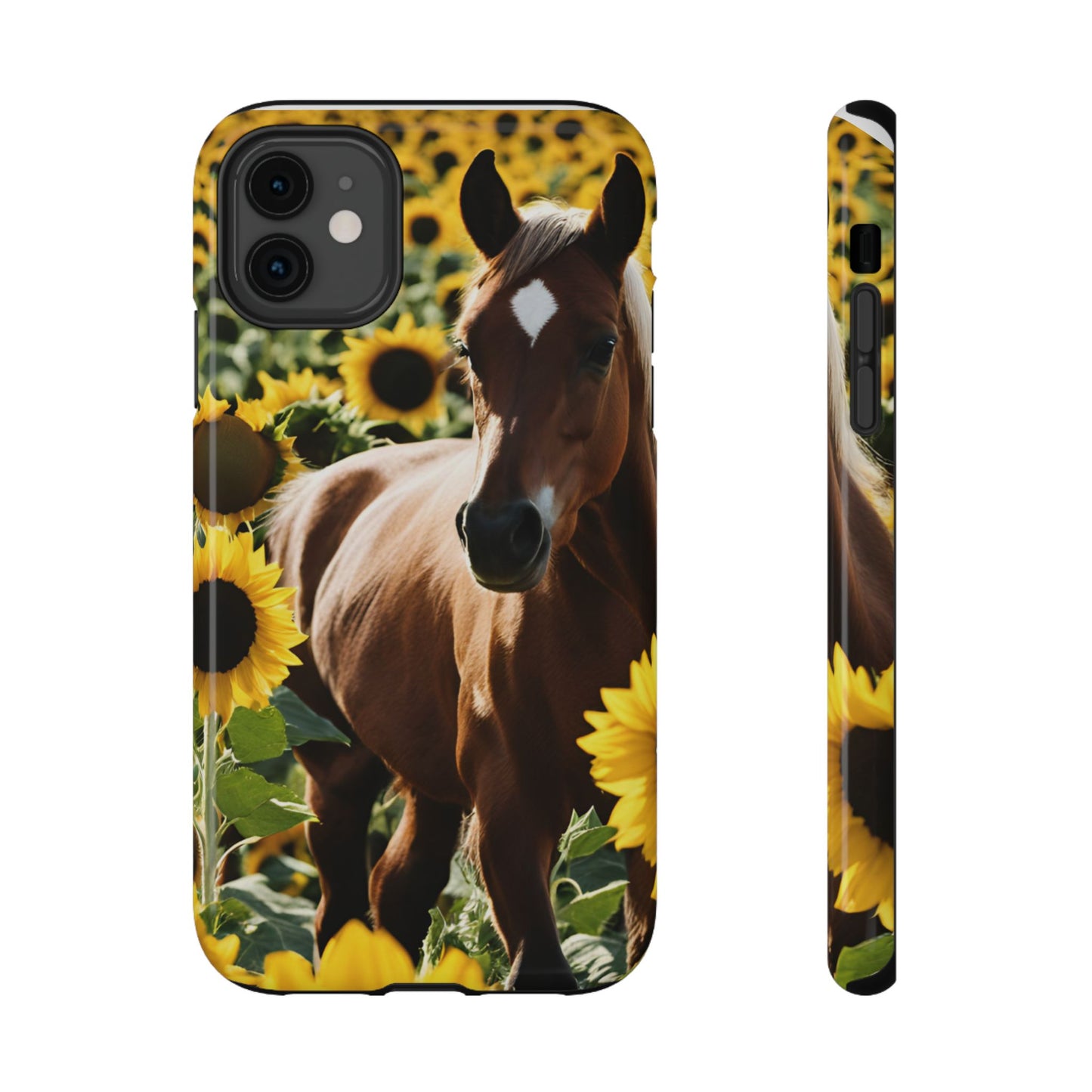 Phone Case - Impact-Resistant - Horse Sunflowers 2