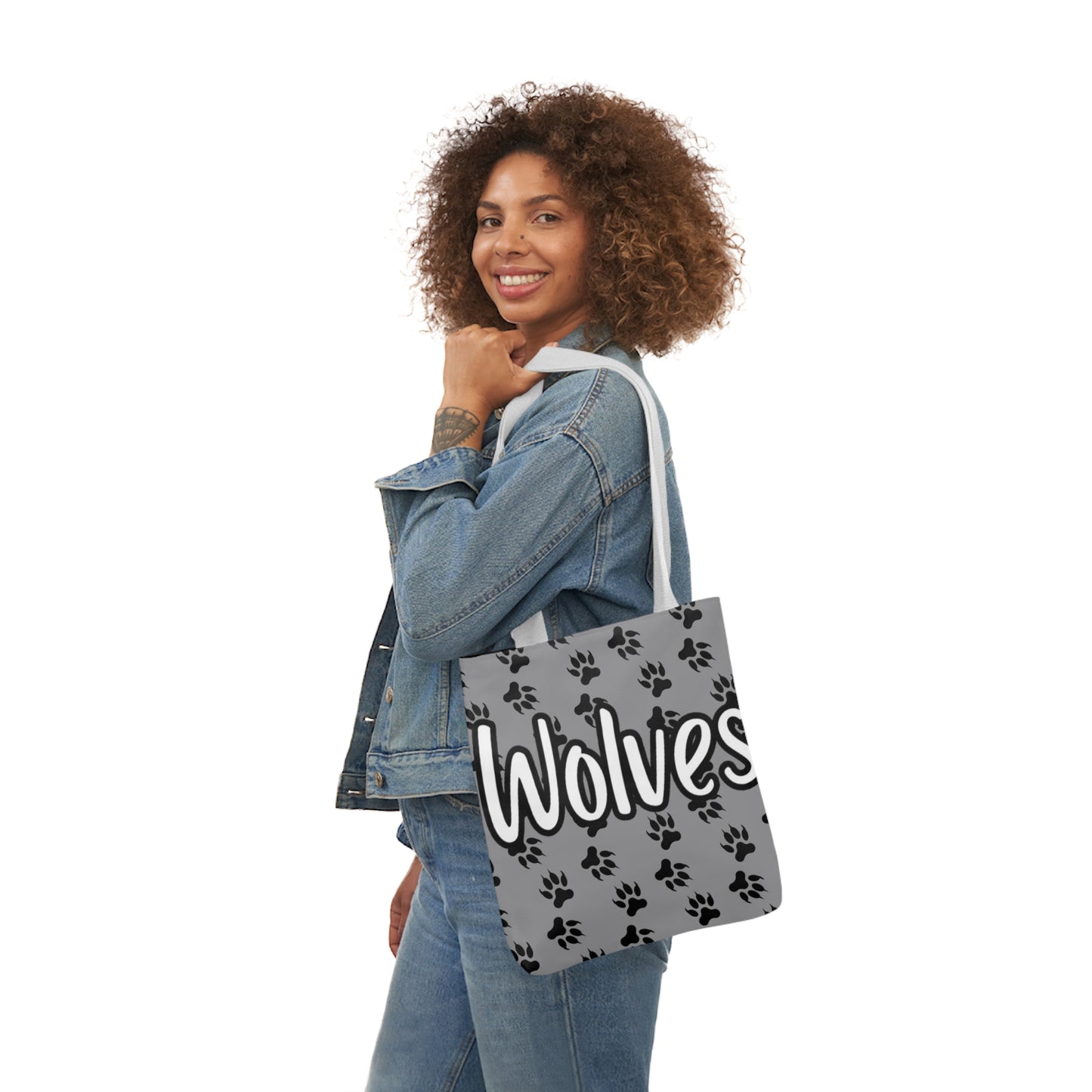 Sports Team Gray Canvas Tote Bag, 5-Color Straps - Wolves