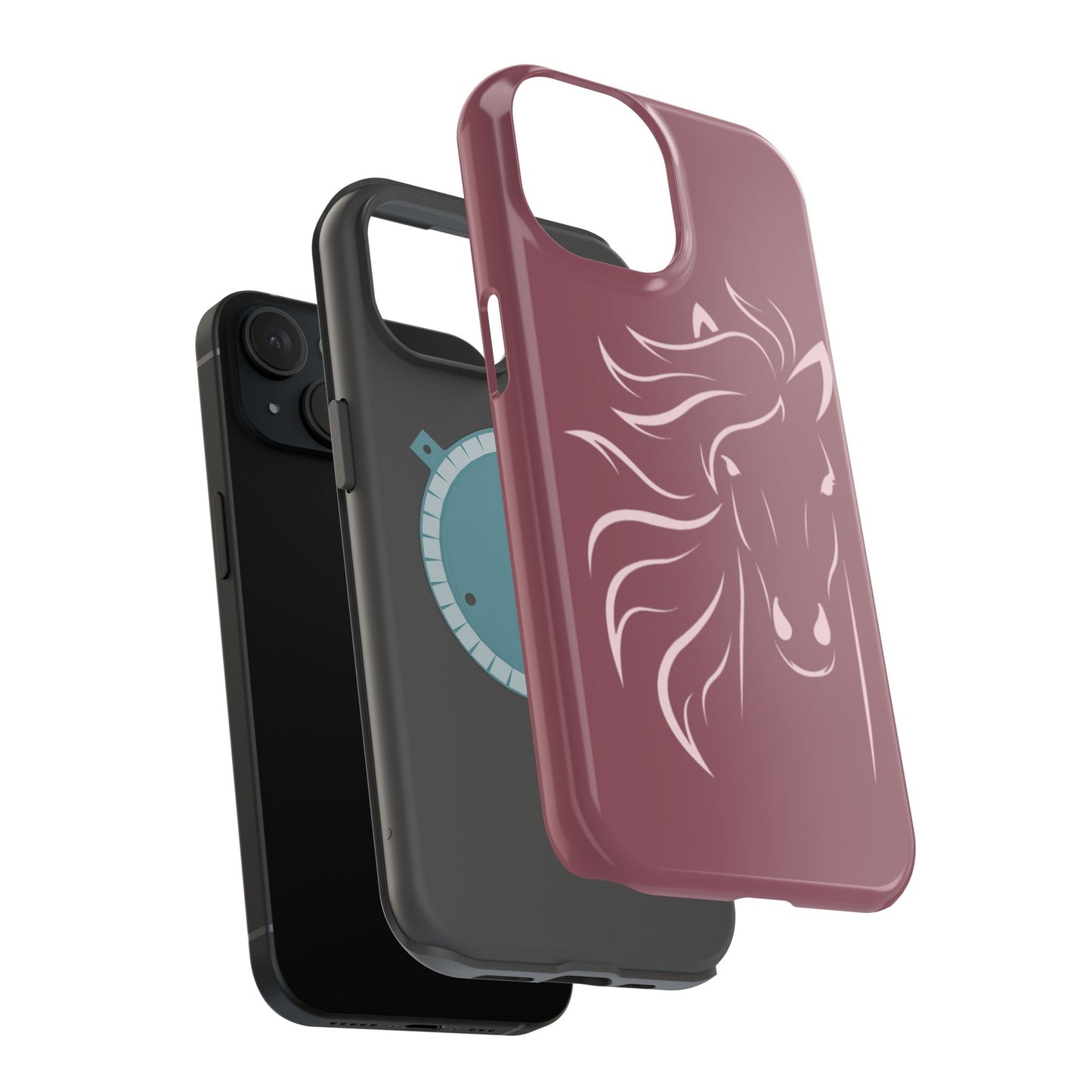 Phone - Magnetic Tough Cases - Pink Horse Outline