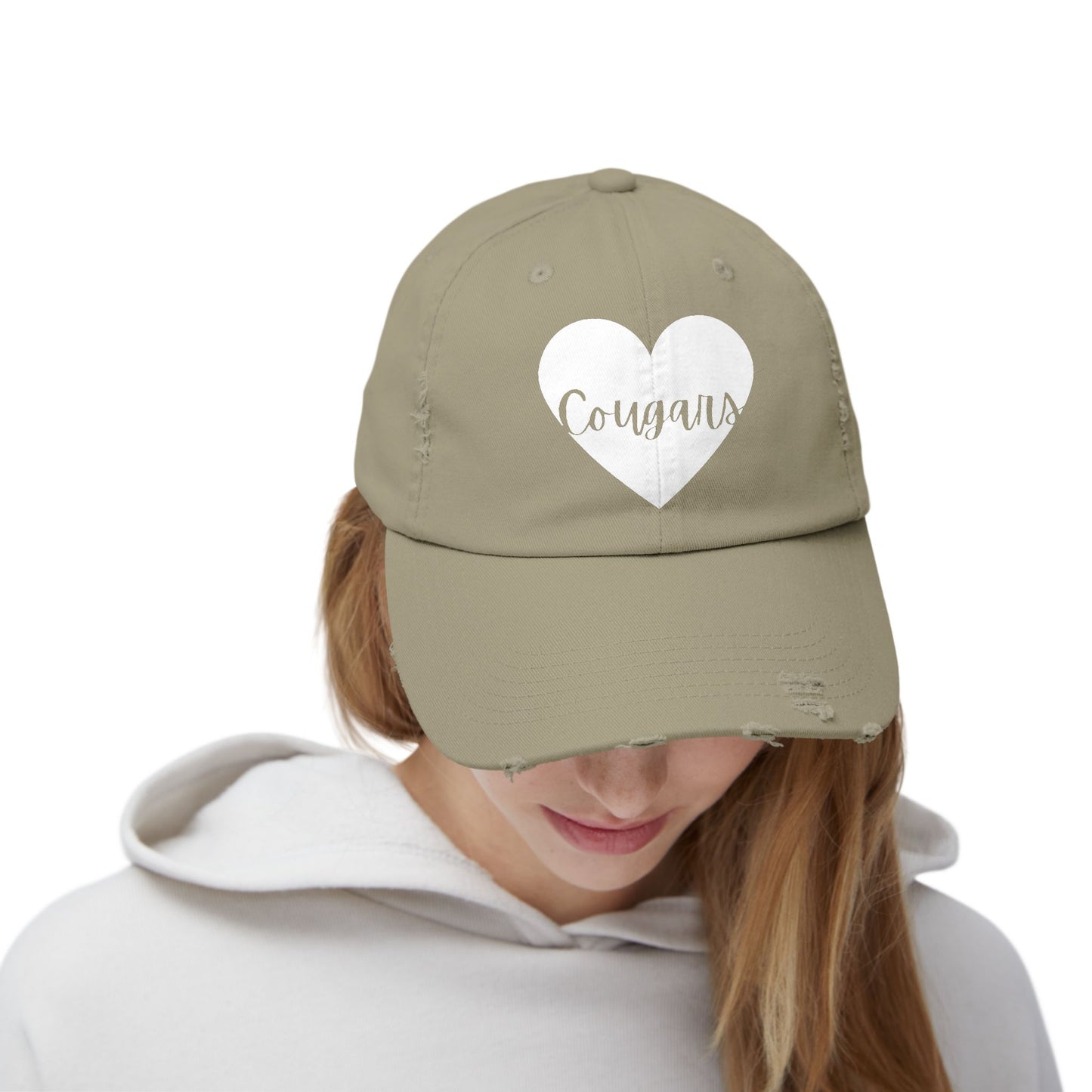 Generic Team Distressed Cap - Cougars Heart