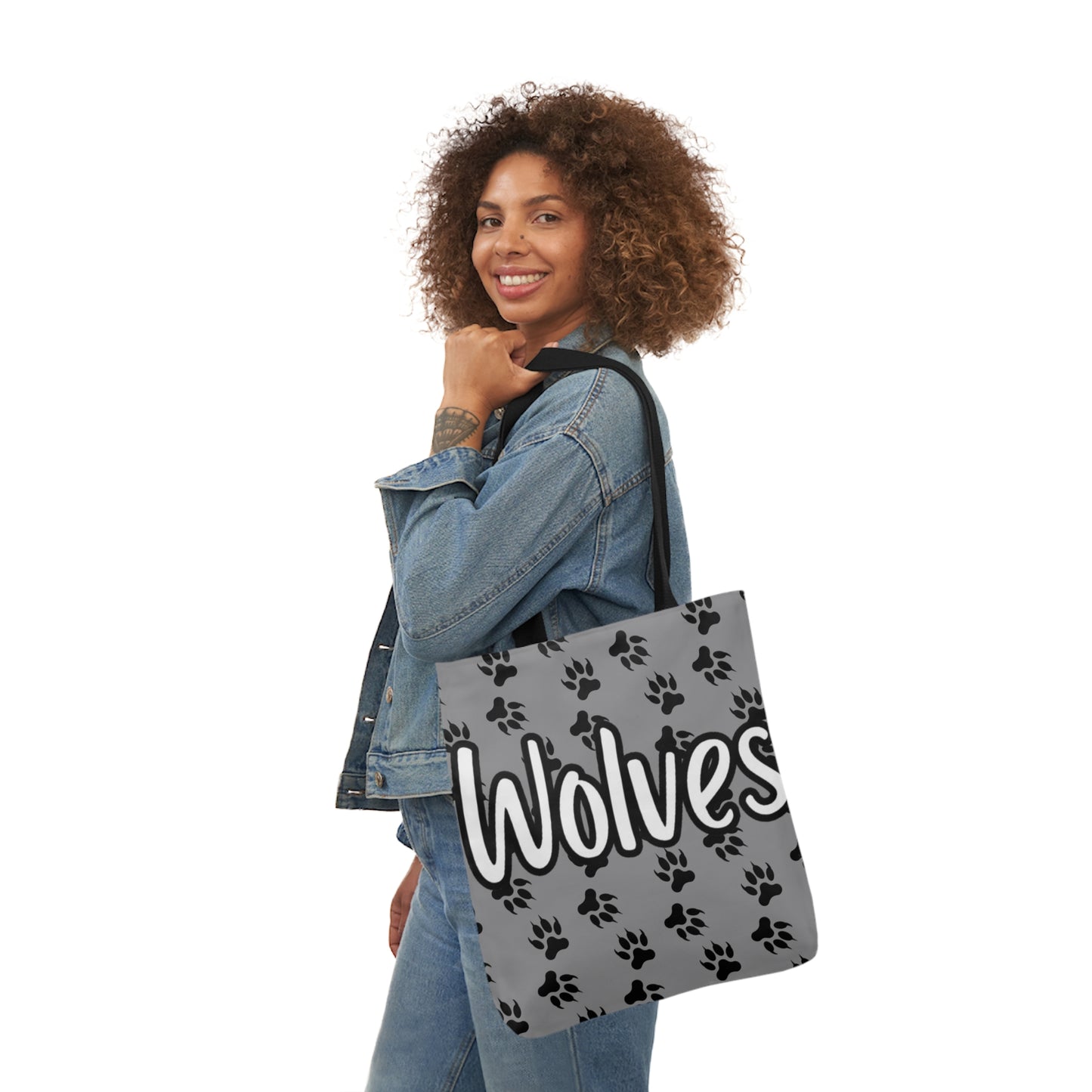 Sports Team Gray Canvas Tote Bag, 5-Color Straps - Wolves