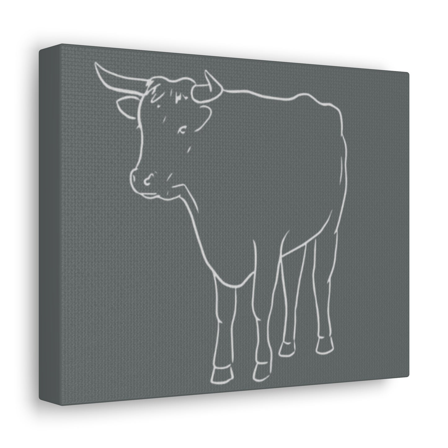 Barnyard Collection Canvas Gallery Wraps - Rustic Gray Outline Cow