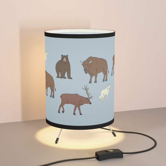 Tripod Lamp with High-Res Printed Shade US\CA plug - Big Sky Blue Mountain Animals