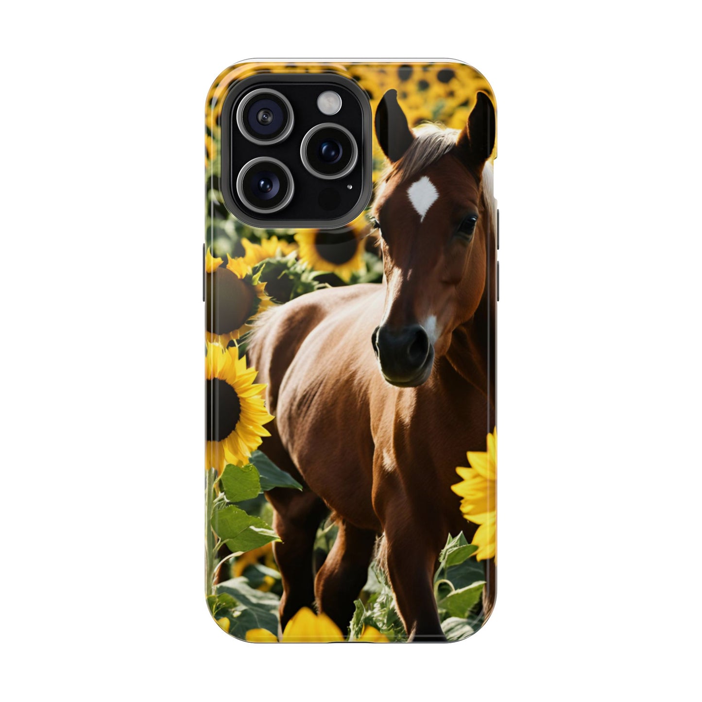 Phone Case - Impact-Resistant - Horse Sunflowers 2