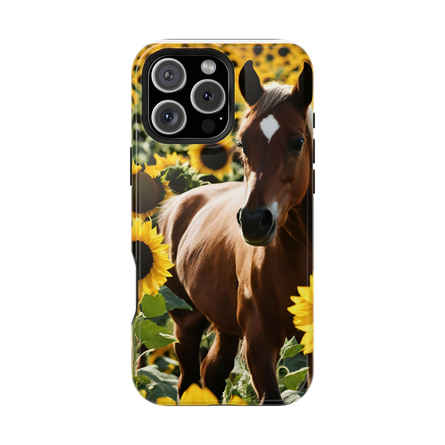 Phone Case - Impact-Resistant - Horse Sunflowers 2