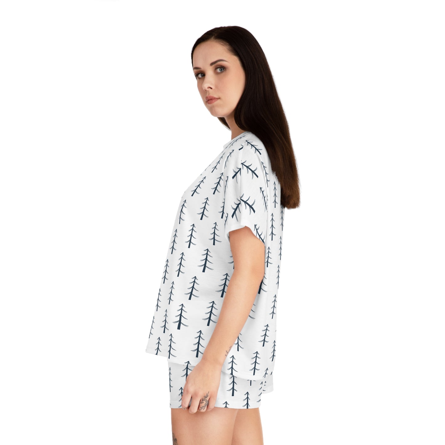 Women's Short White Pajama Set (AOP) - Just Trees