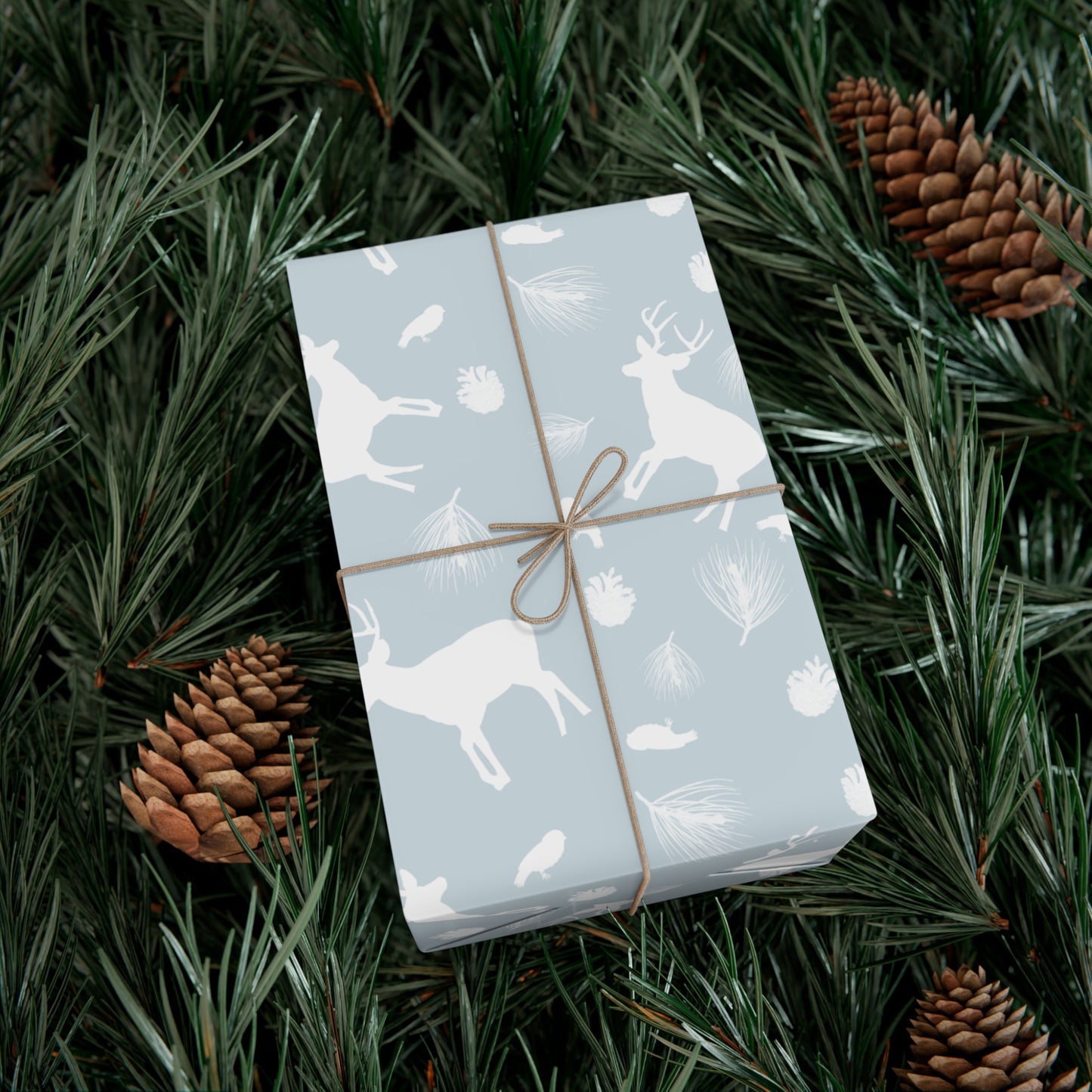 Gift Wrap Papers - Ice Blue White Deer