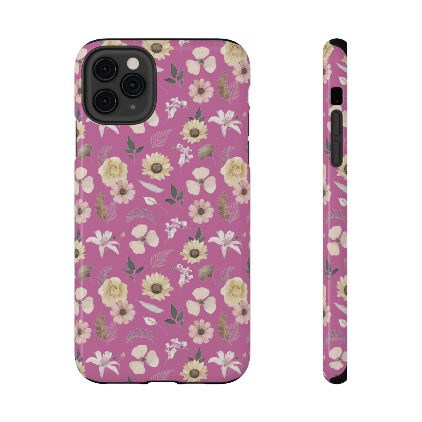 Phone Case - Impact-Resistant - Flower Child Multi & Pink