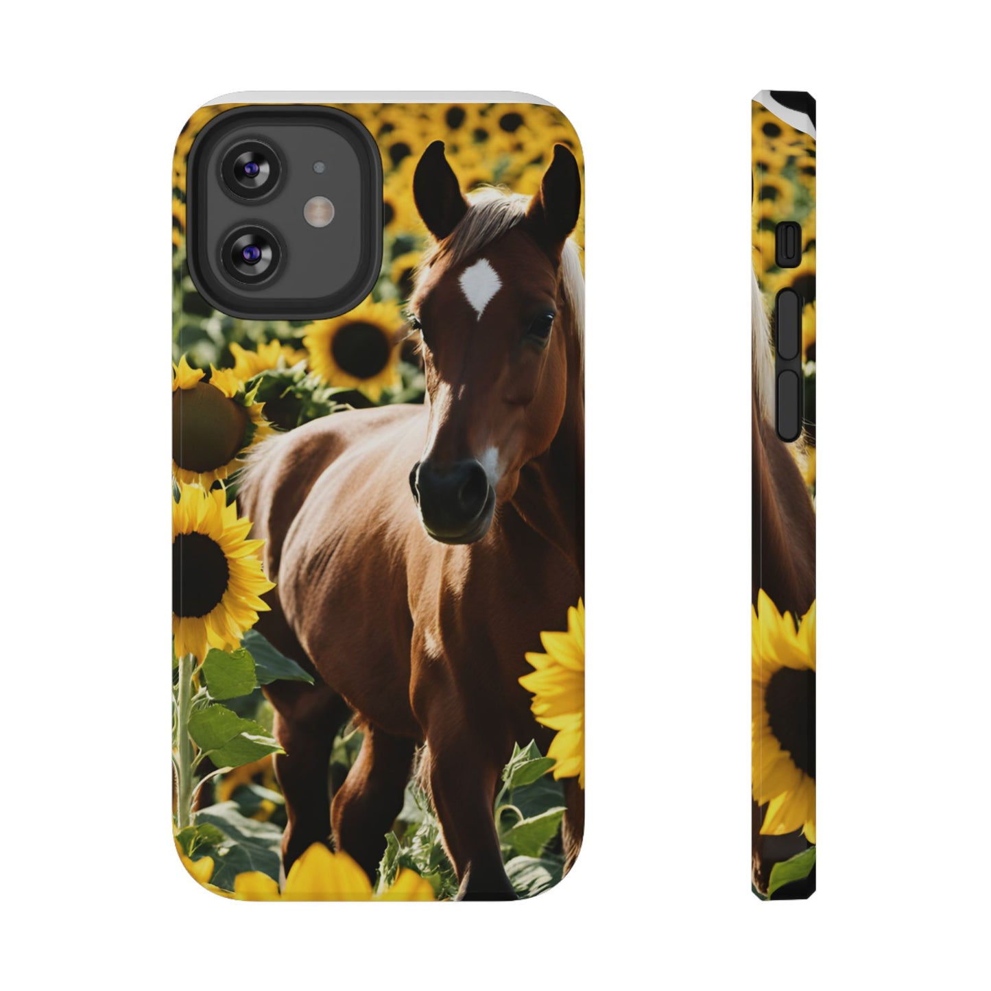 Phone Case - Impact-Resistant - Horse Sunflowers 2