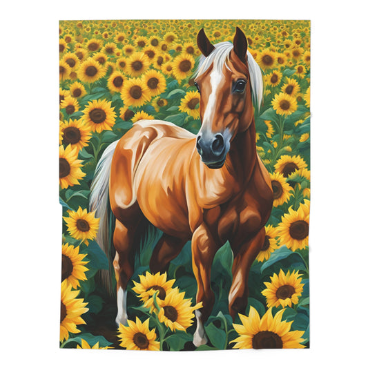 Barnyard Baby Swaddle Blanket - Sunflower Horse Oil Painting