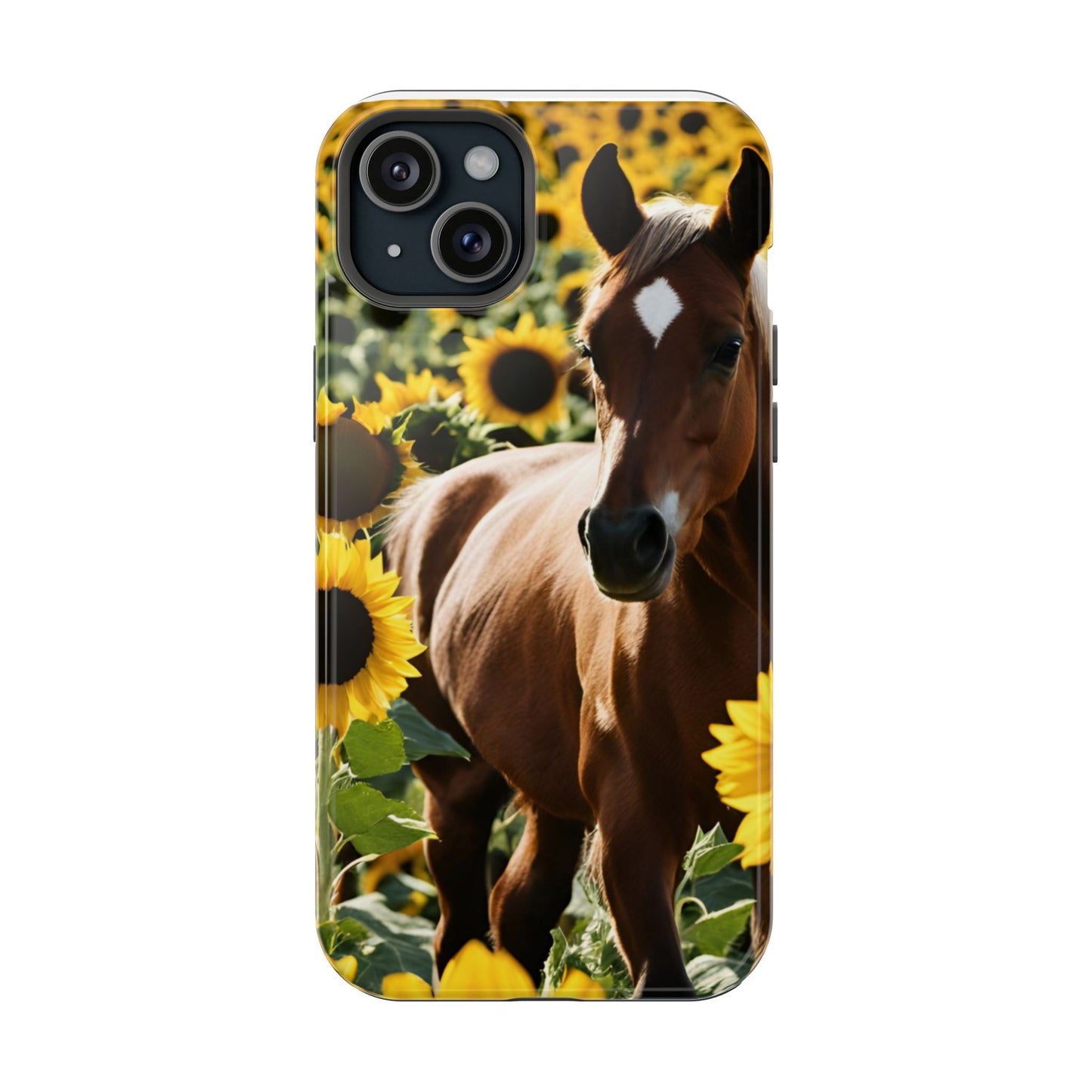 Phone Case - Impact-Resistant - Horse Sunflowers 2