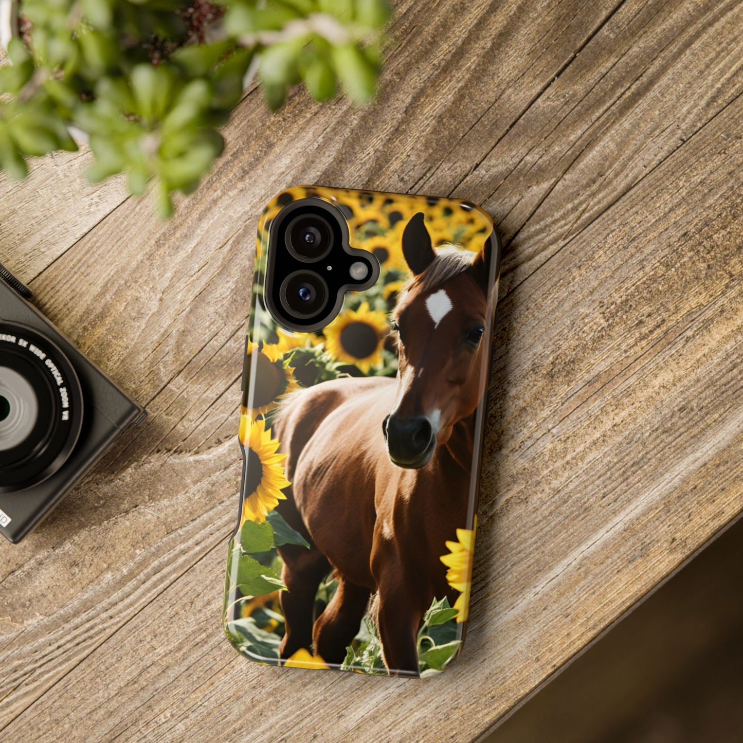 Phone Case - Impact-Resistant - Horse Sunflowers 2