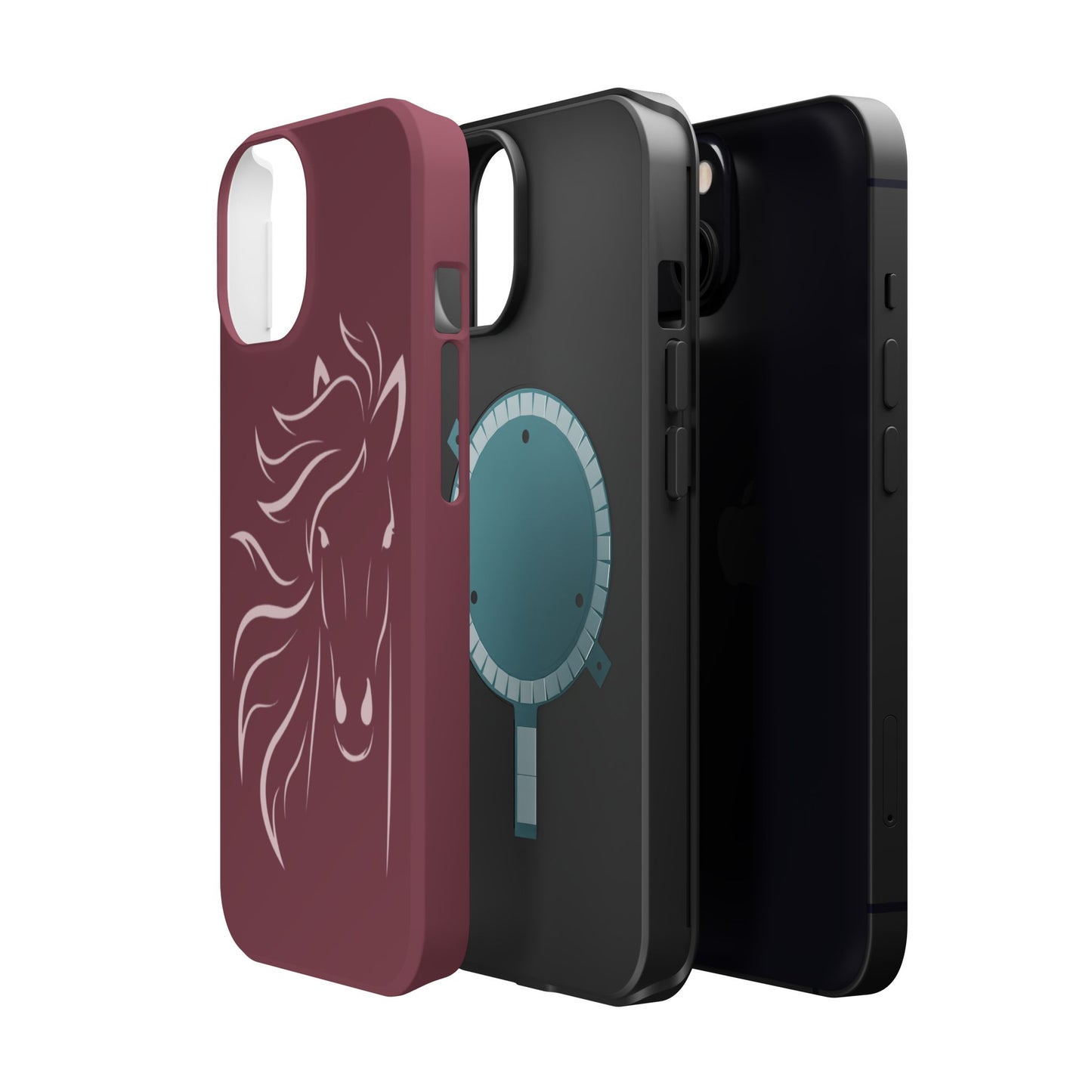 Phone - Magnetic Tough Cases - Pink Horse Outline