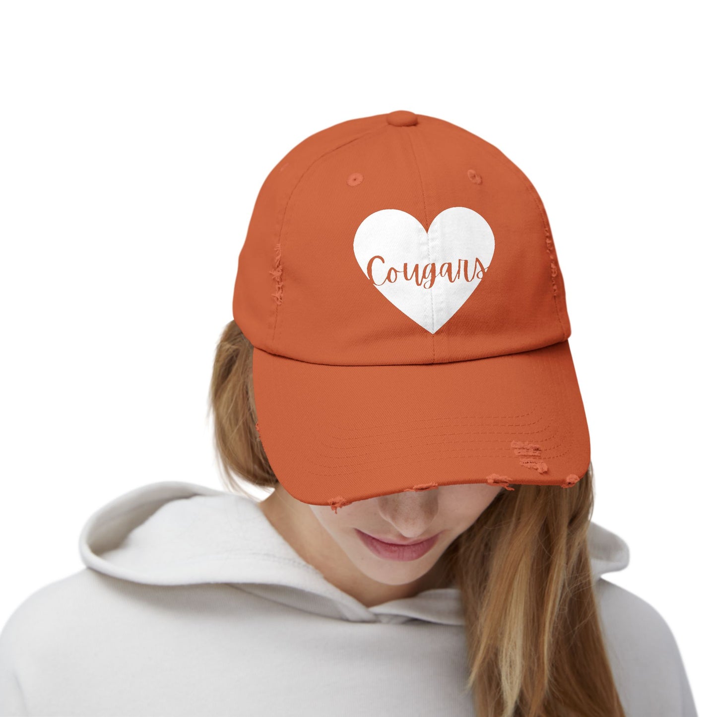 Generic Team Distressed Cap - Cougars Heart